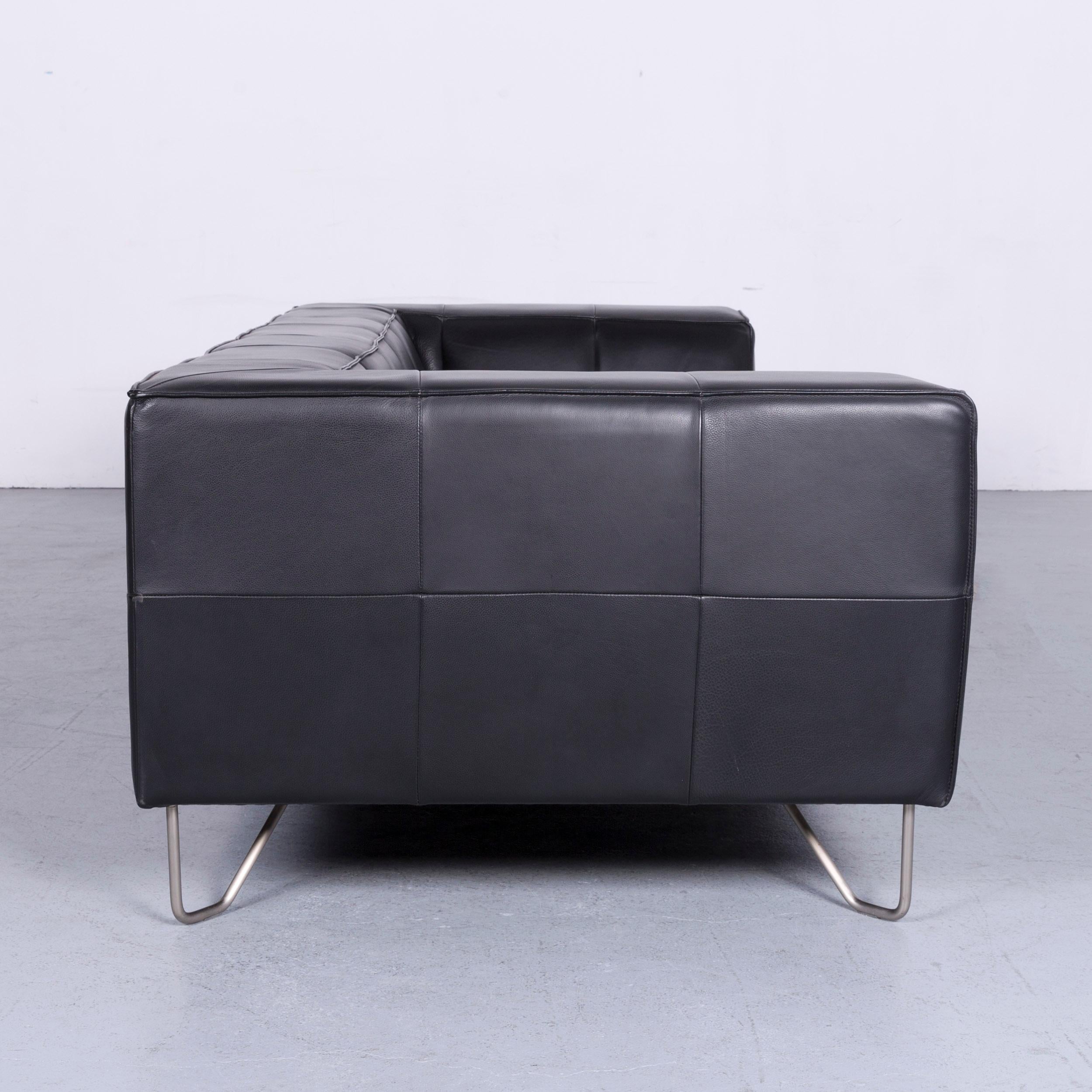 Boconcept Milos Designer Sofa Black Leather Three-Seat Couch 1