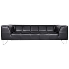 Boconcept Milos Designer Sofa Black Leather Three-Seat Couch