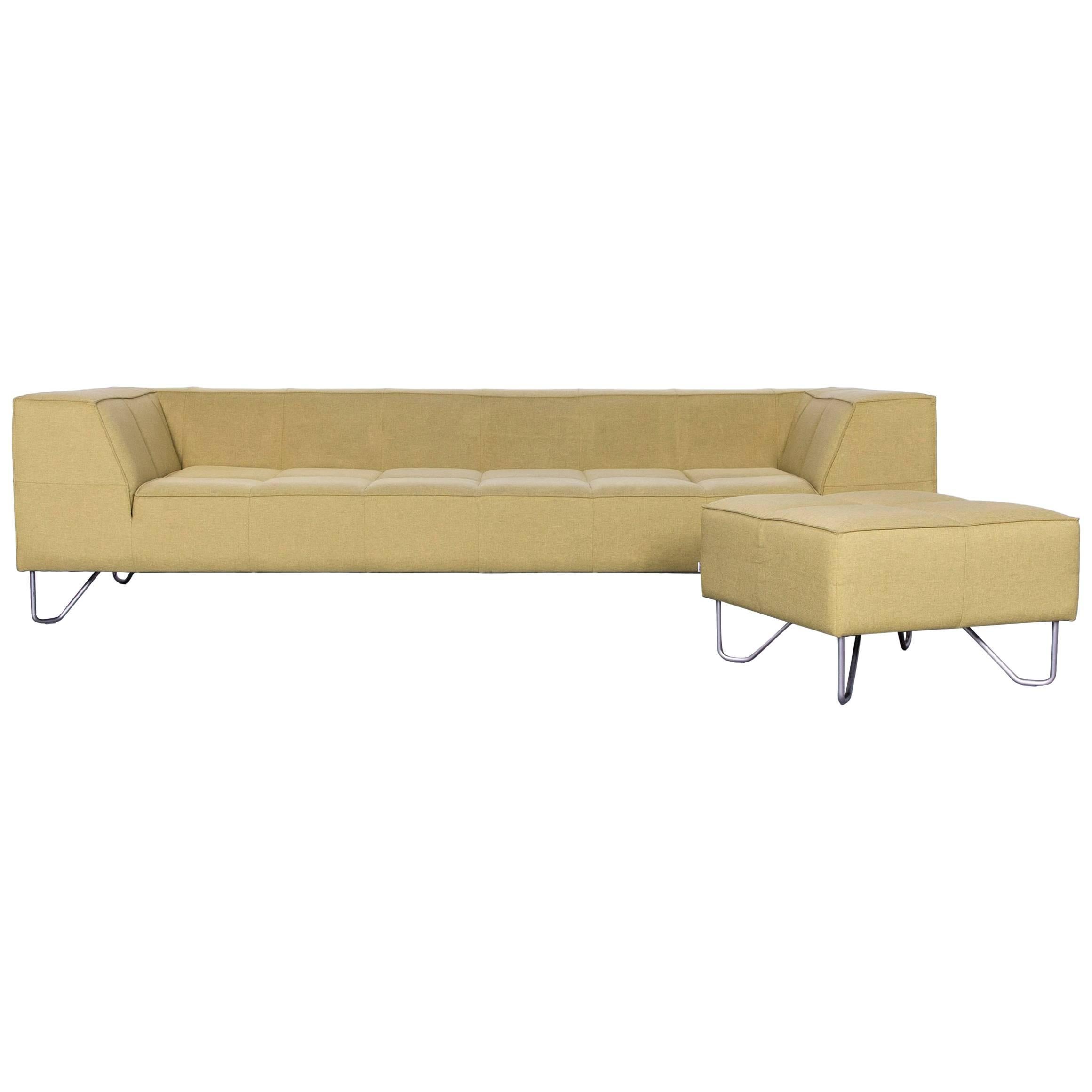BoConcept Milos Fabric Sofa Set Green Couch Three-Seat Foot-Stool