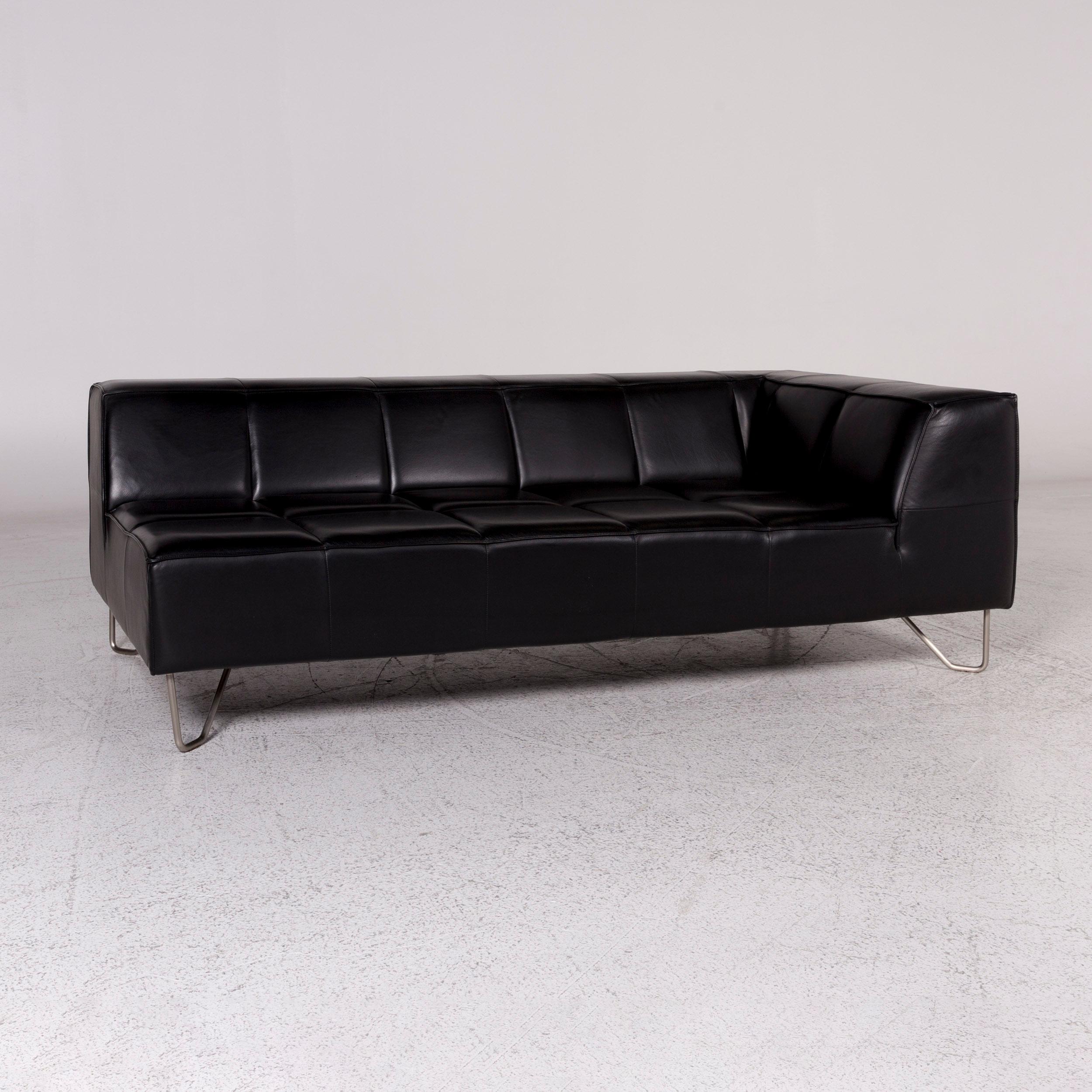 We bring to you a BoConcept Milos leather sofa black three-seat.

 
 Product measurements in centimeters:
 
 Depth 98
Width 194
Height 66
Seat-height 41
Rest-height 66
Seat-depth 63
Seat-width 15.

  