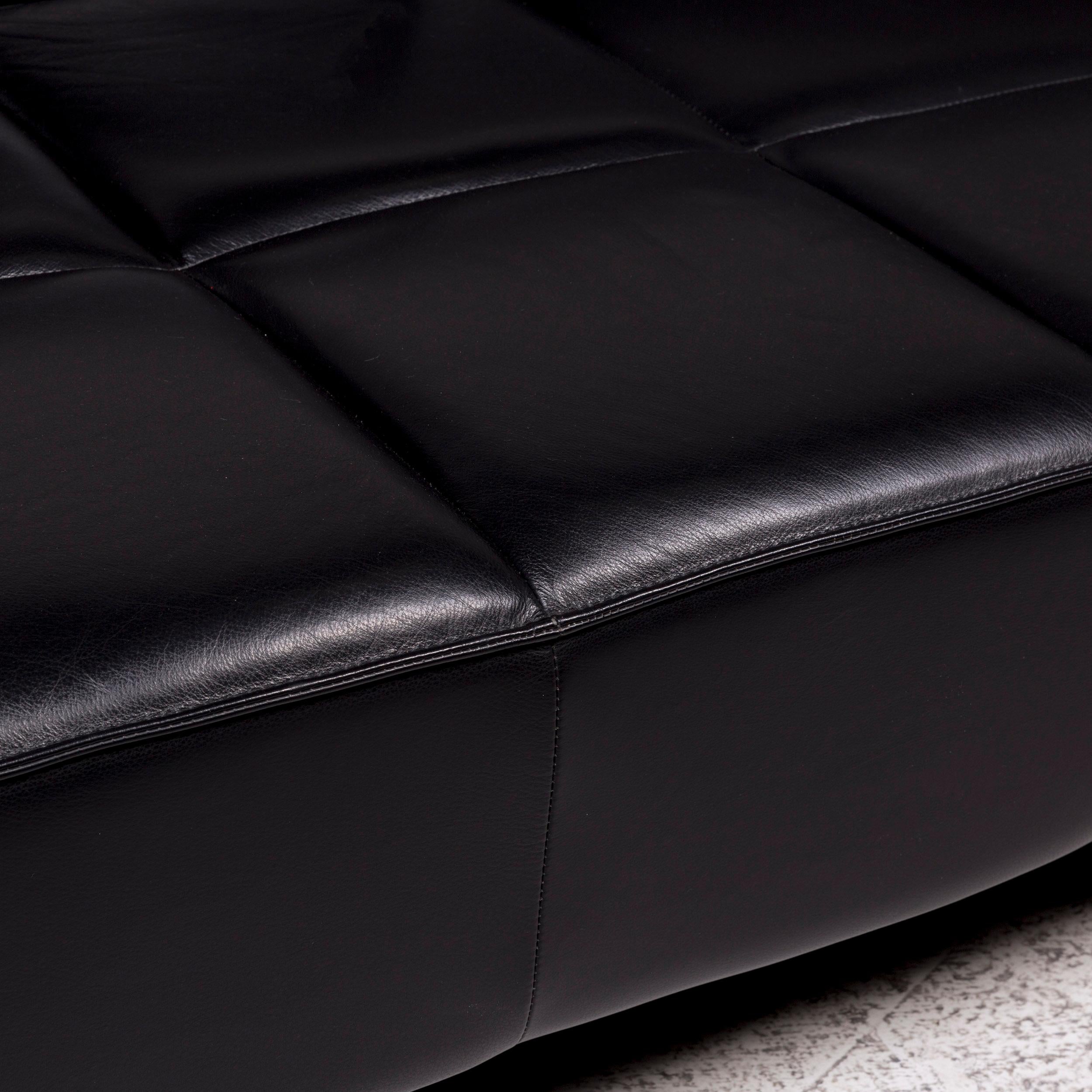 Modern Boconcept Milos Leather Sofa Black Three-Seat For Sale