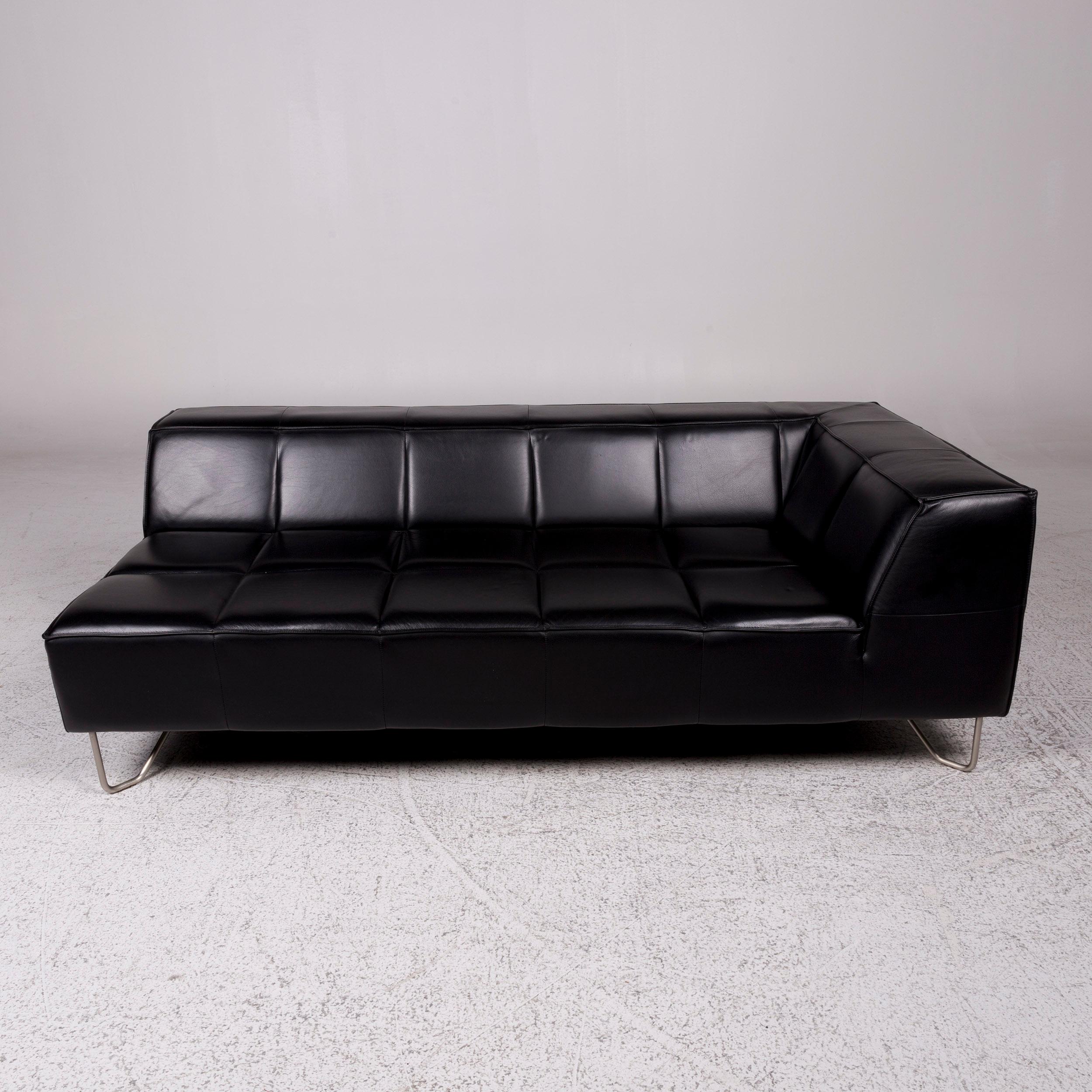 Lithuanian Boconcept Milos Leather Sofa Black Three-Seat For Sale