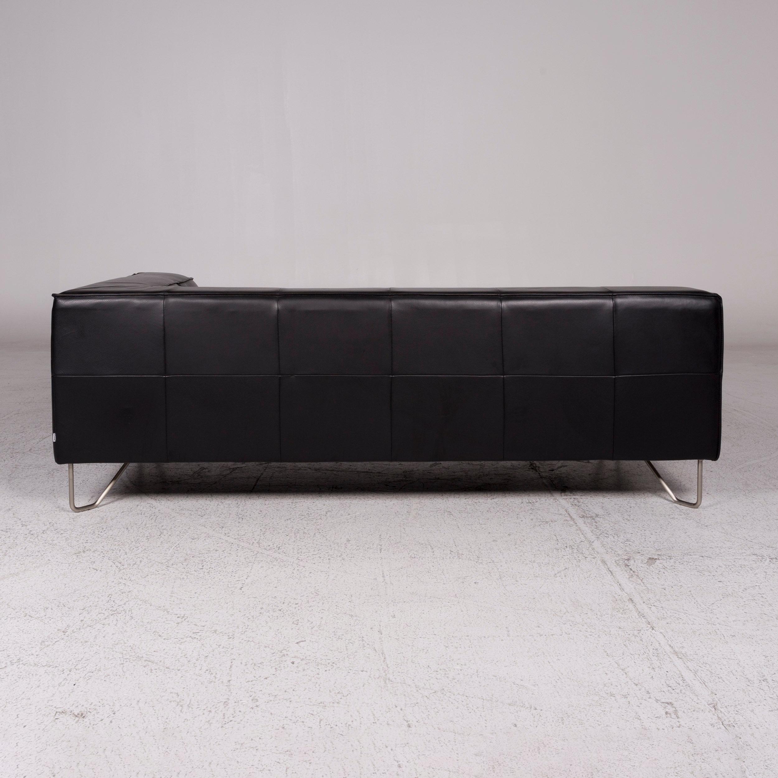 Boconcept Milos Leather Sofa Black Three-Seat For Sale 1