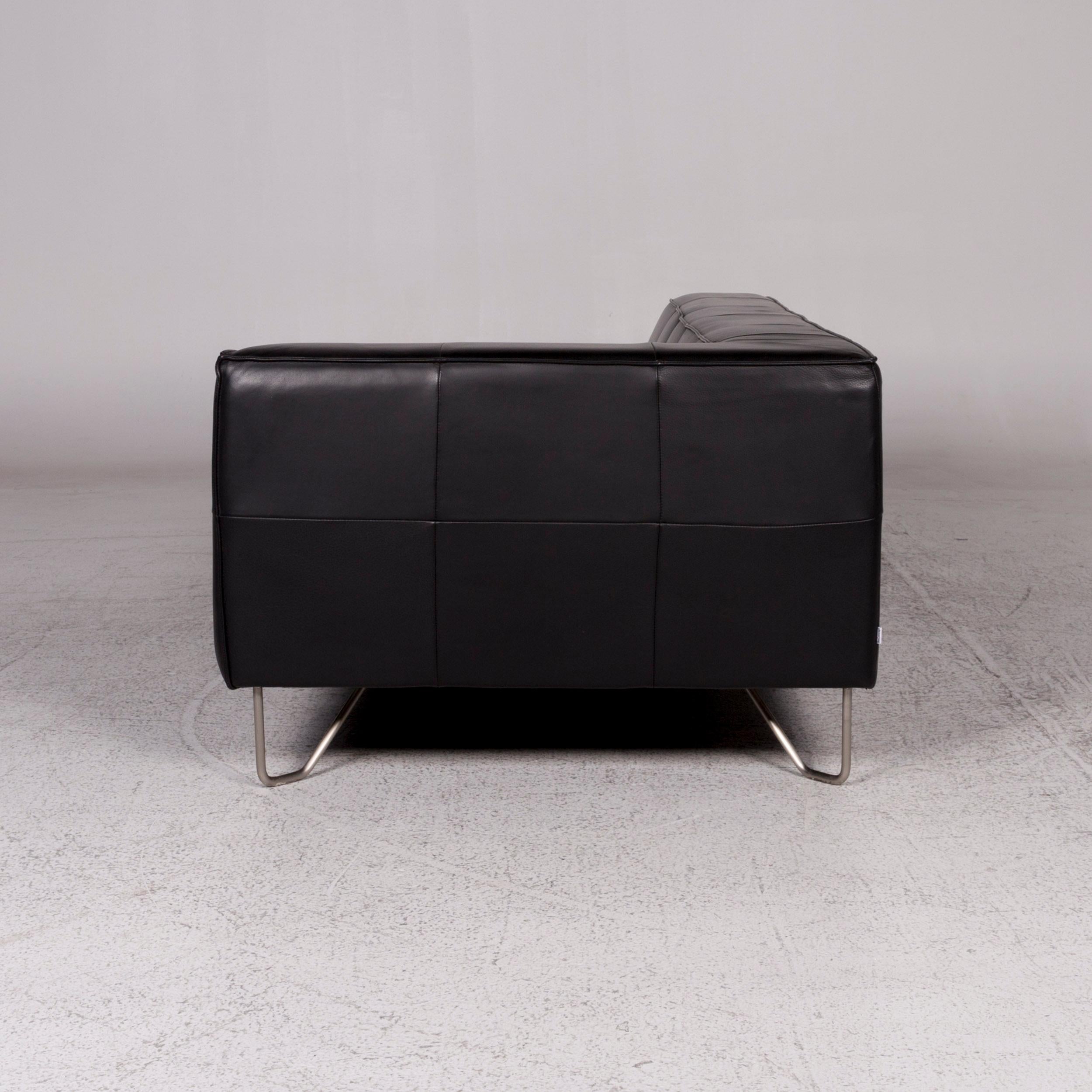 Boconcept Milos Leather Sofa Black Three-Seat For Sale 2