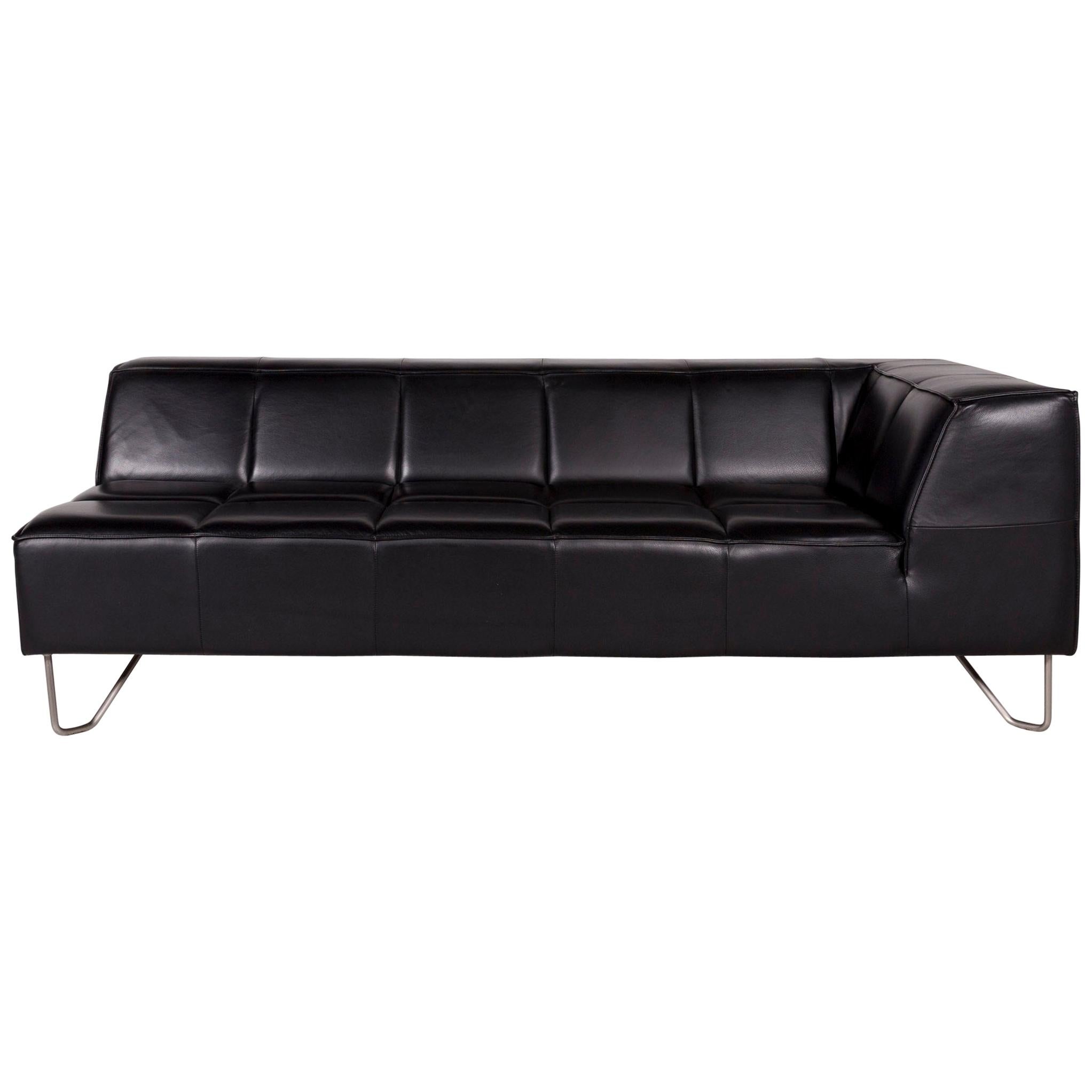 Boconcept Milos Leather Sofa Black Three-Seat For Sale