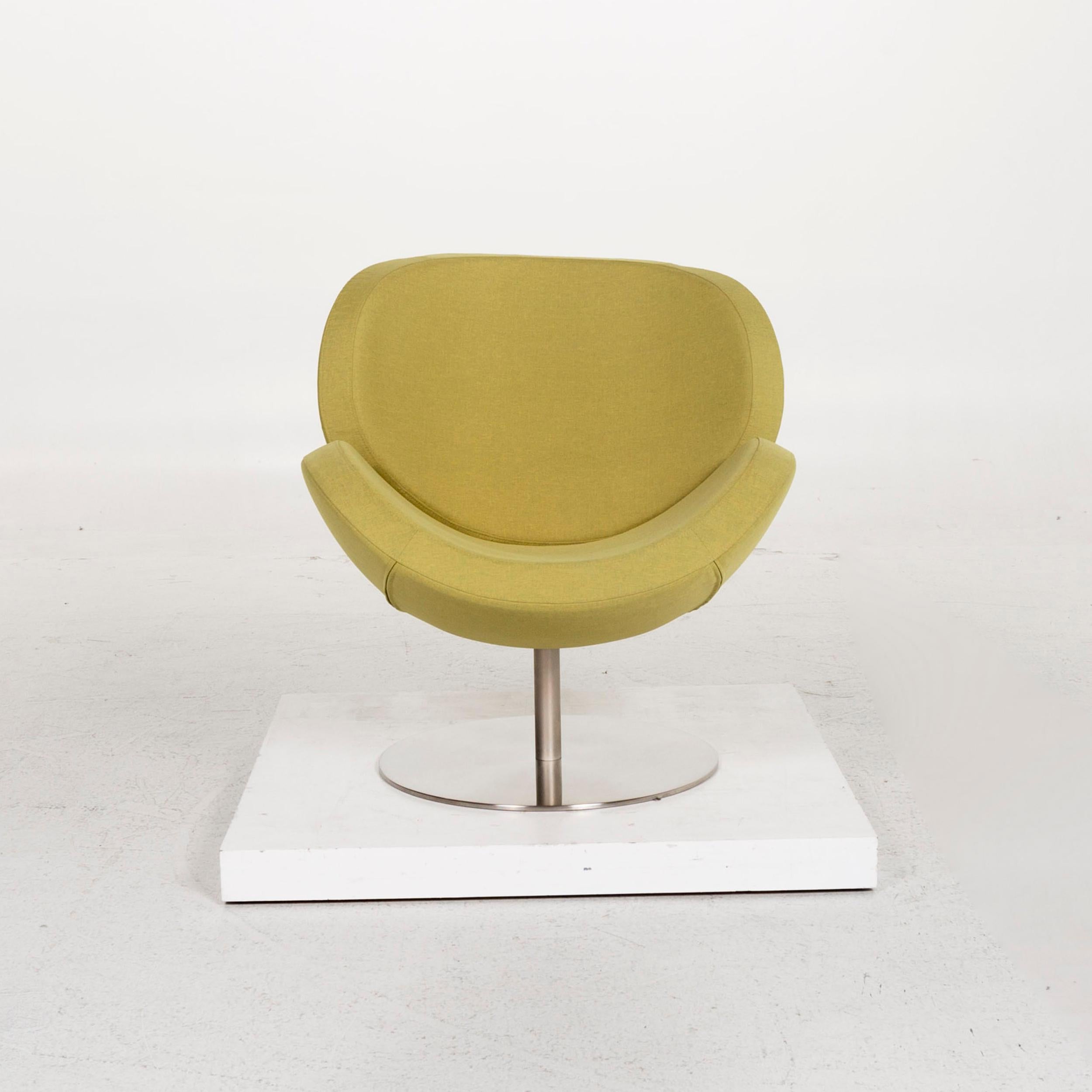 Modern BoConcept Ogi Fabric Armchair Incl. Stool Green Lime Green Swivel Chair For Sale