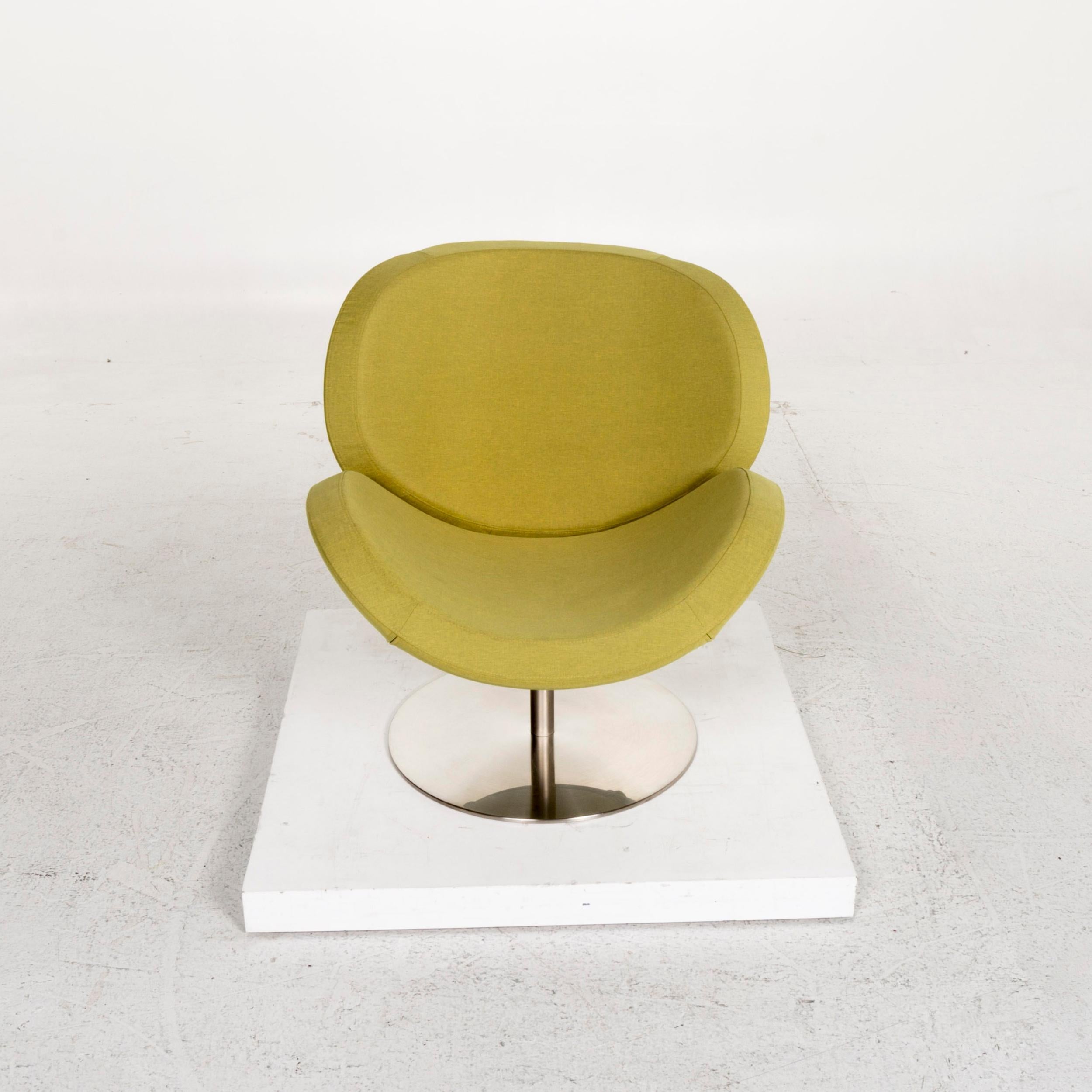 Lithuanian BoConcept Ogi Fabric Armchair Incl. Stool Green Lime Green Swivel Chair For Sale