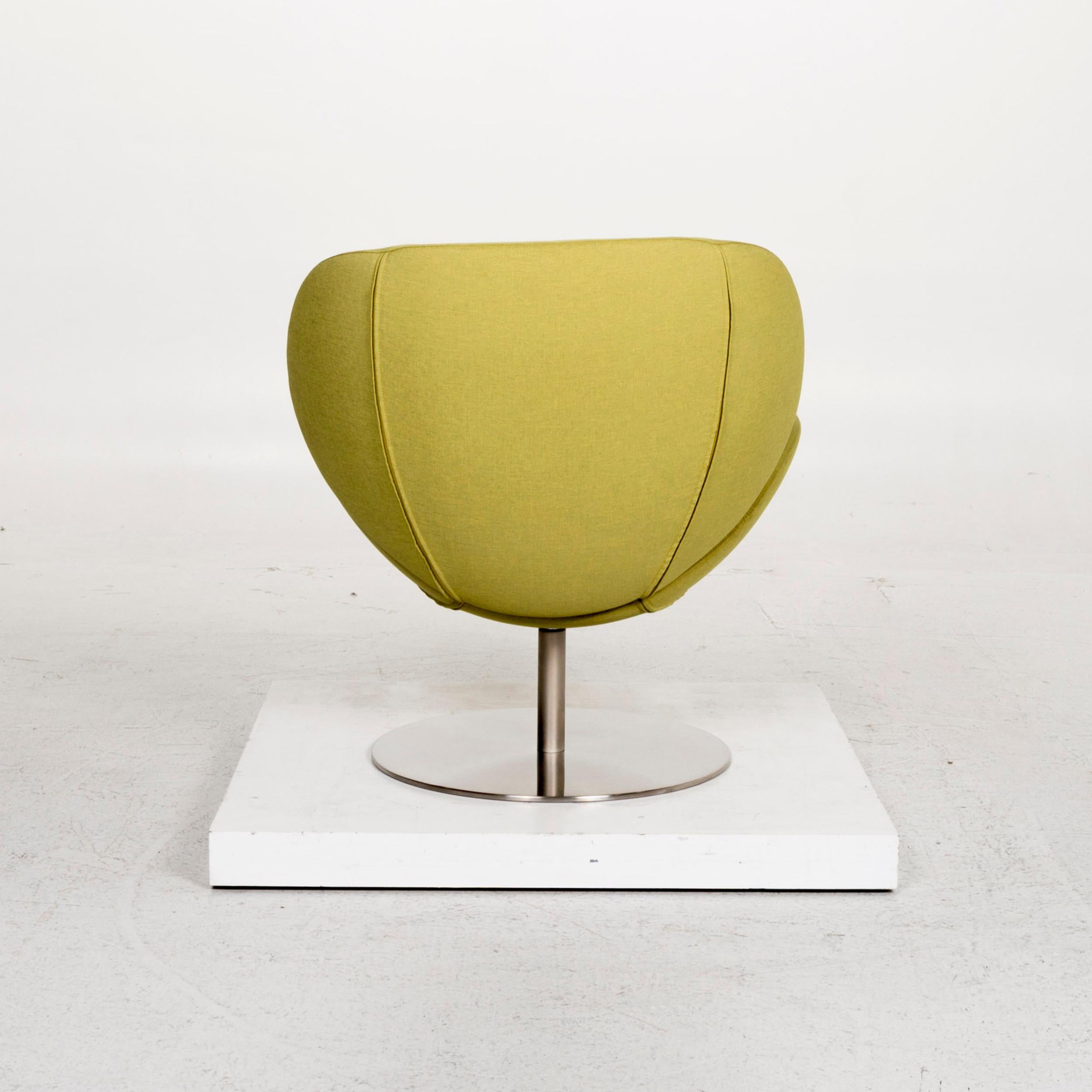 Contemporary BoConcept Ogi Fabric Armchair Incl. Stool Green Lime Green Swivel Chair For Sale