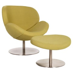 BoConcept Ogi Fabric Armchair Incl. Stool Green Lime Green Swivel Chair