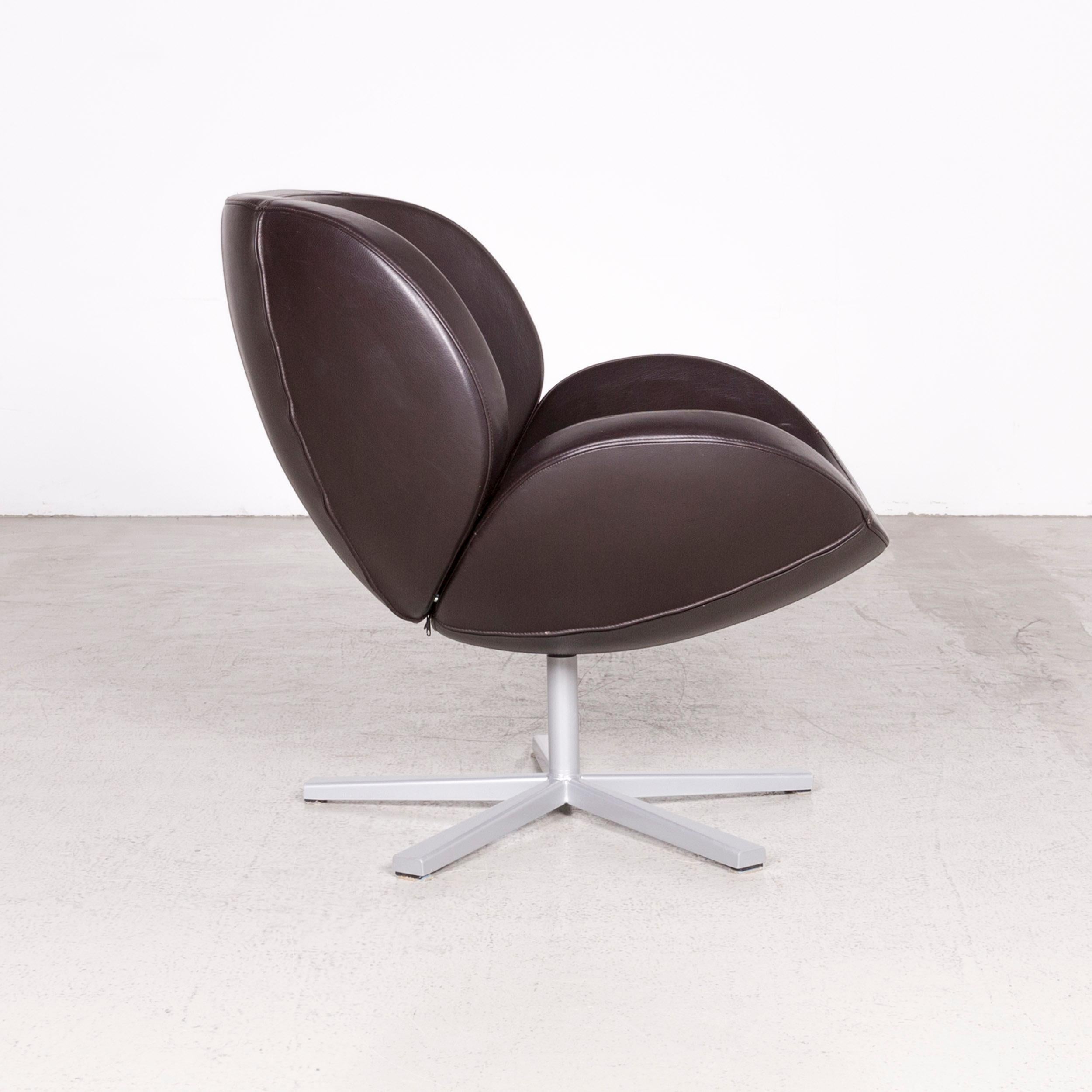 Modern BoConcept Shelly Designer Leather Armchair Brown Genuine Leather Chair For Sale