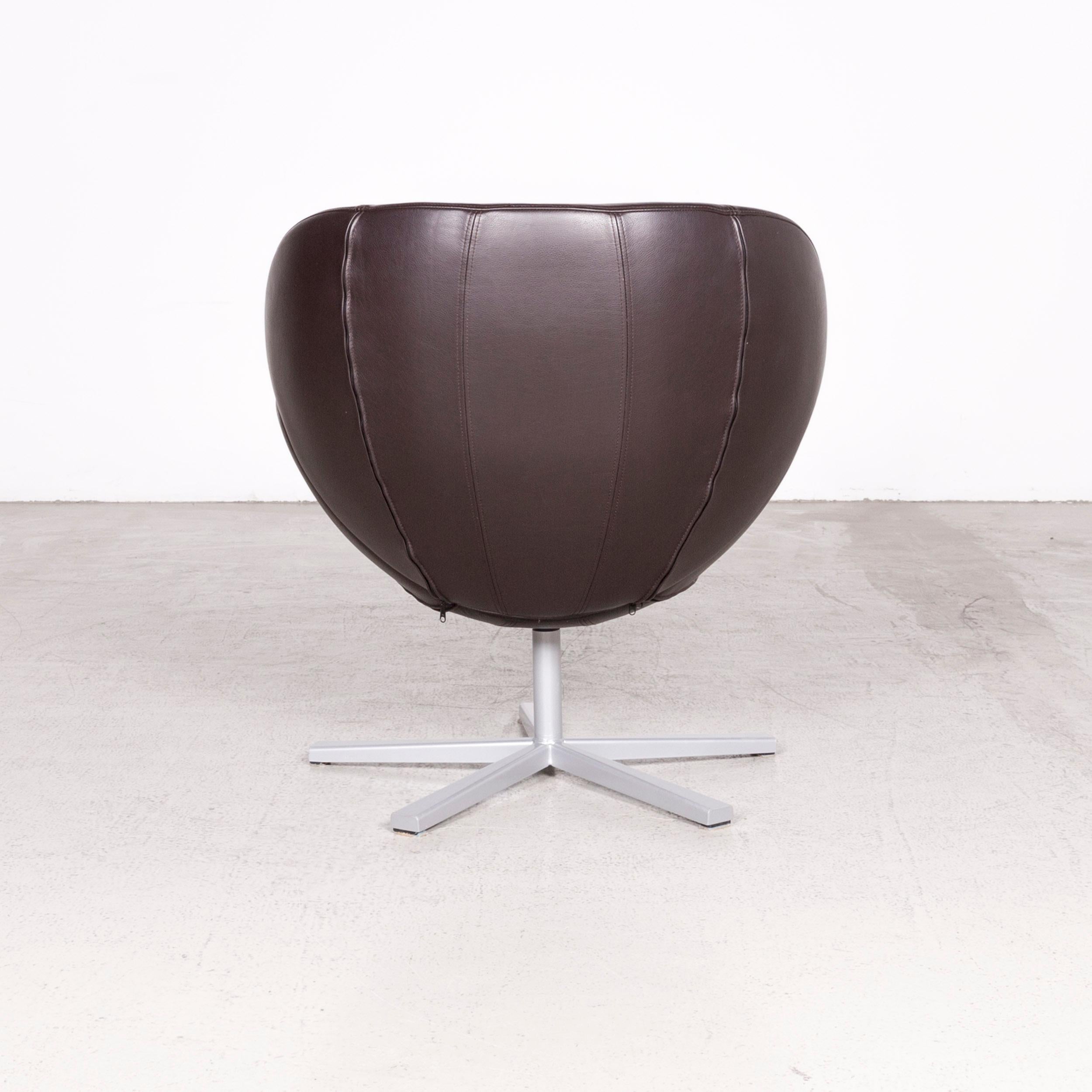European BoConcept Shelly Designer Leather Armchair Brown Genuine Leather Chair For Sale