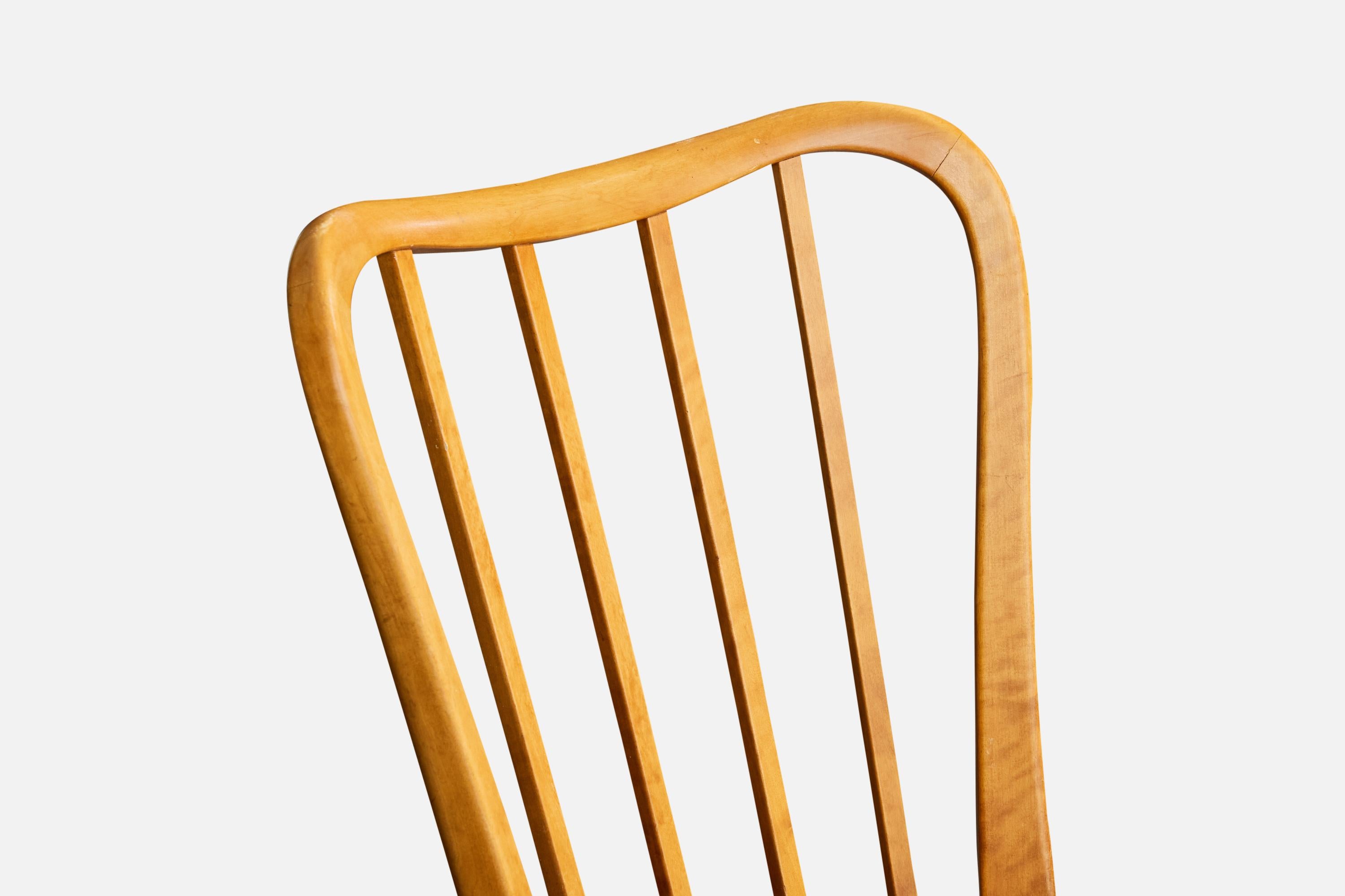 Bodafors, Dining Room Chairs, Birch, Fabric, Sweden, 1940s in vendita 3