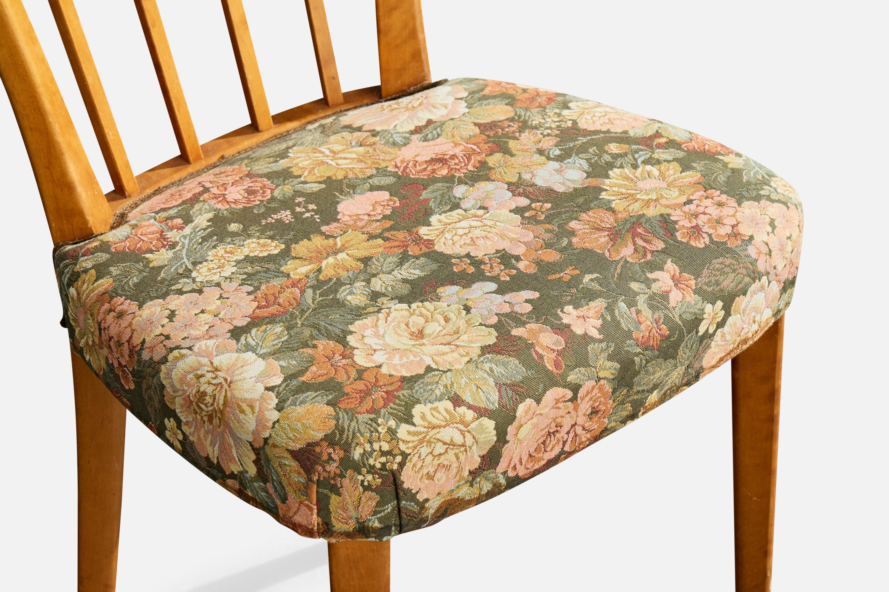 Bodafors, Dining Room Chairs, Birch, Fabric, Sweden, 1940s in vendita 4