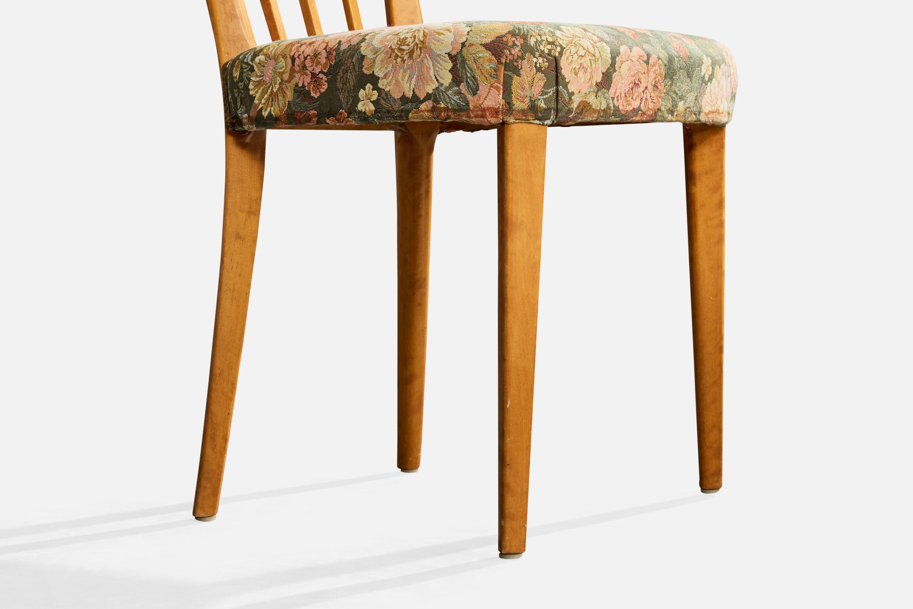 Bodafors, Dining Room Chairs, Birch, Fabric, Sweden, 1940s in vendita 5