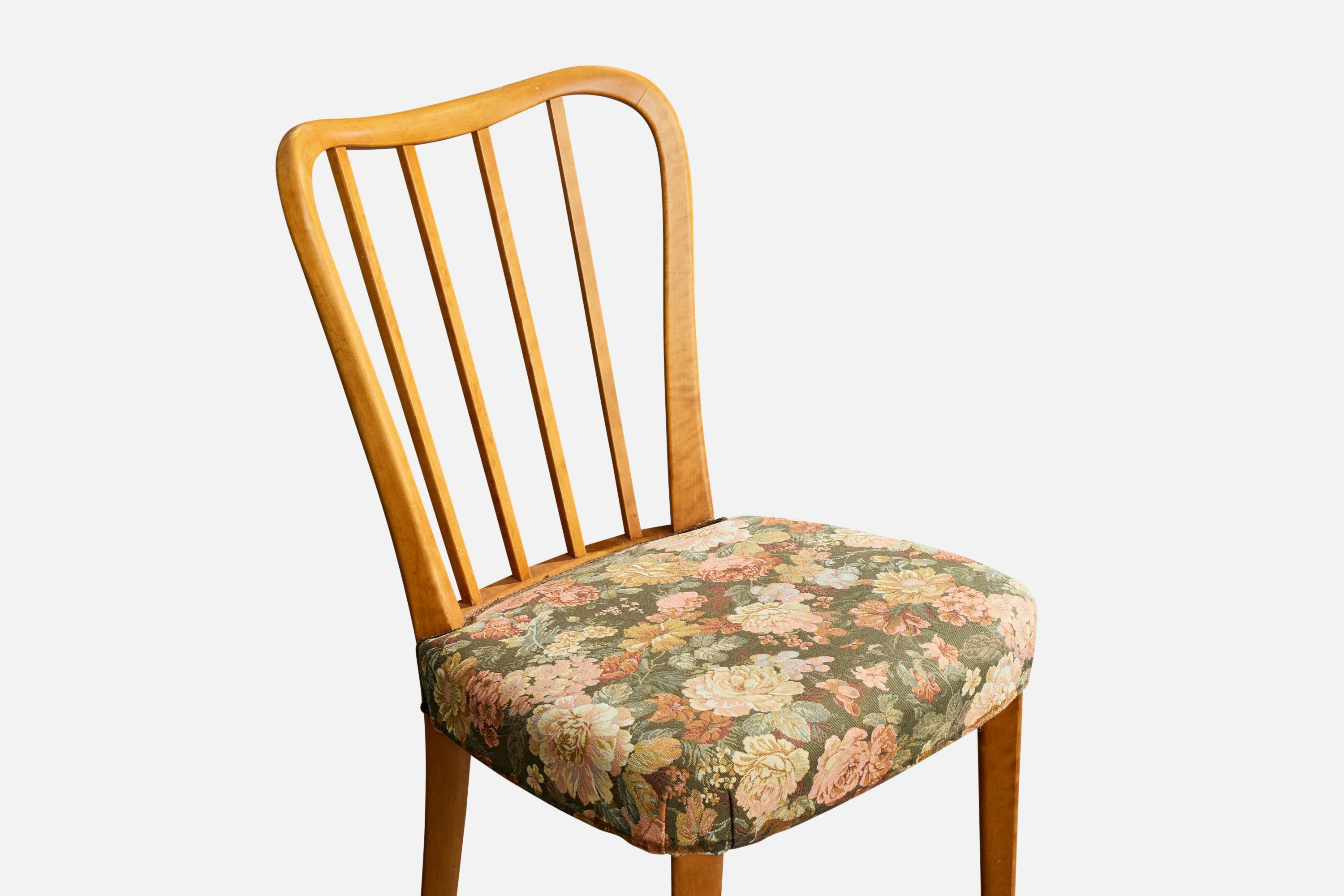 Bodafors, Dining Room Chairs, Birch, Fabric, Sweden, 1940s in vendita 2