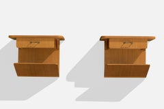 Bodafors, Nightstands, Wood, Brass, Sweden, 1940s