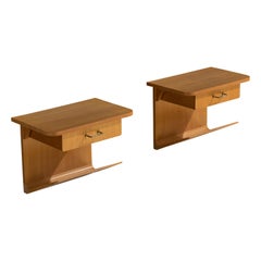Bodafors, Nightstands, Wood, Brass, Sweden, 1940s