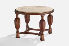 Table d'appoint Bodafors, bois, travertin, Suède, années 1930