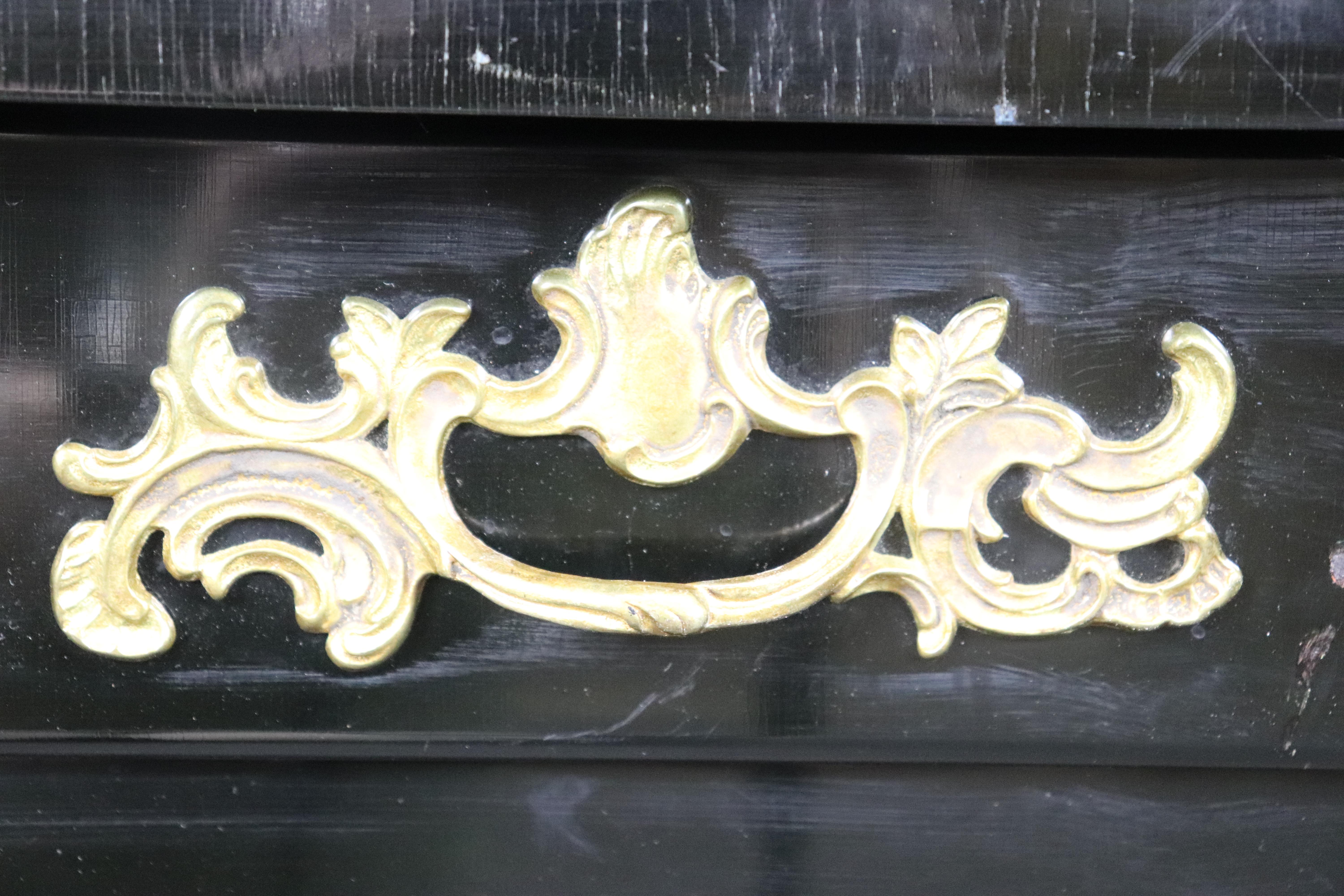 Bodart Scrivania francese in stile Luigi XV ebanizzata con ormeggio in bronzo in vendita 5