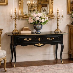 Bodart Mesa Consola Francesa Estilo Luis XV Montada en Bronce Ebonizado