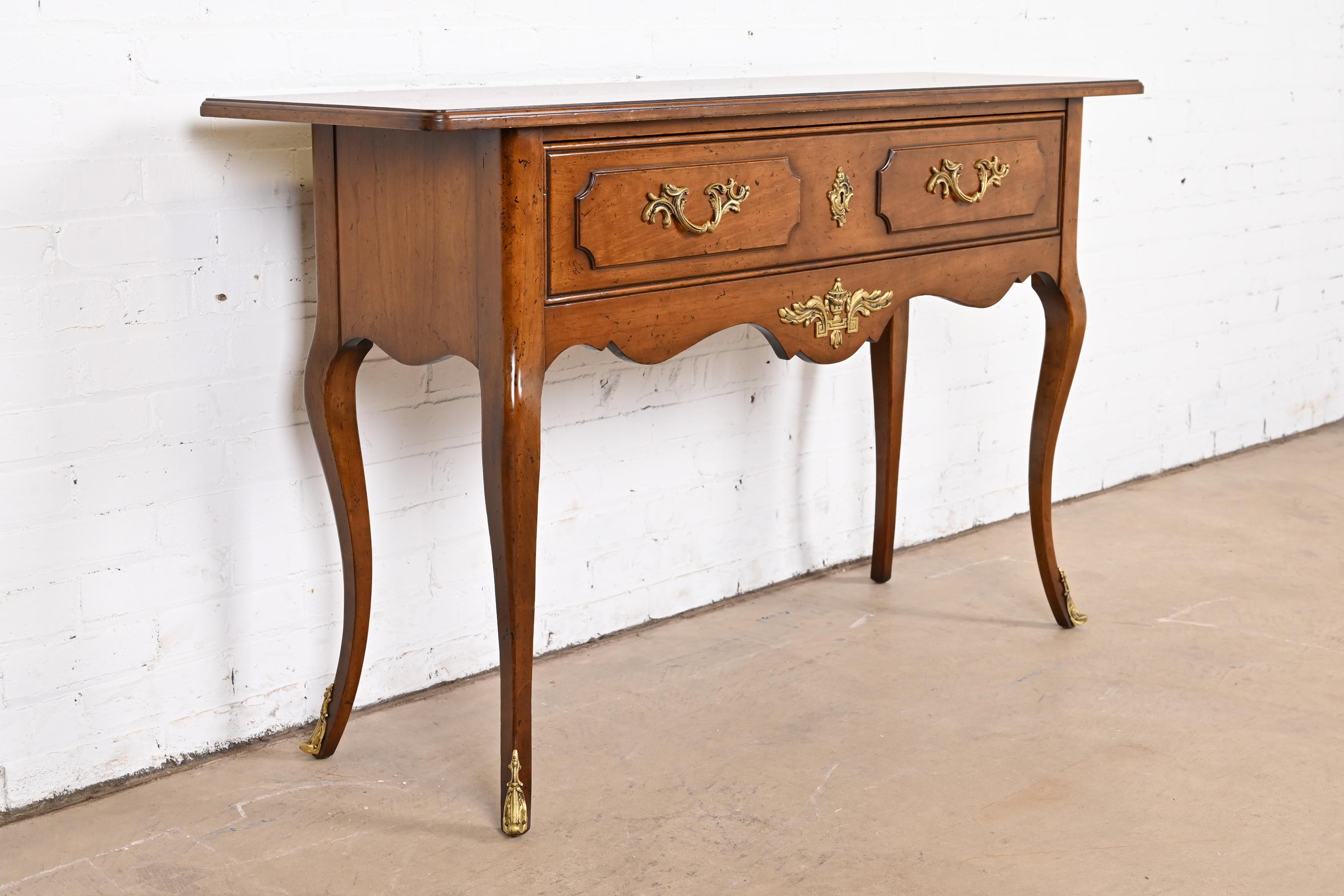Mid-20th Century Bodart French Provincial Louis XV Fruitwood Console Table With Mounted Ormolu For Sale