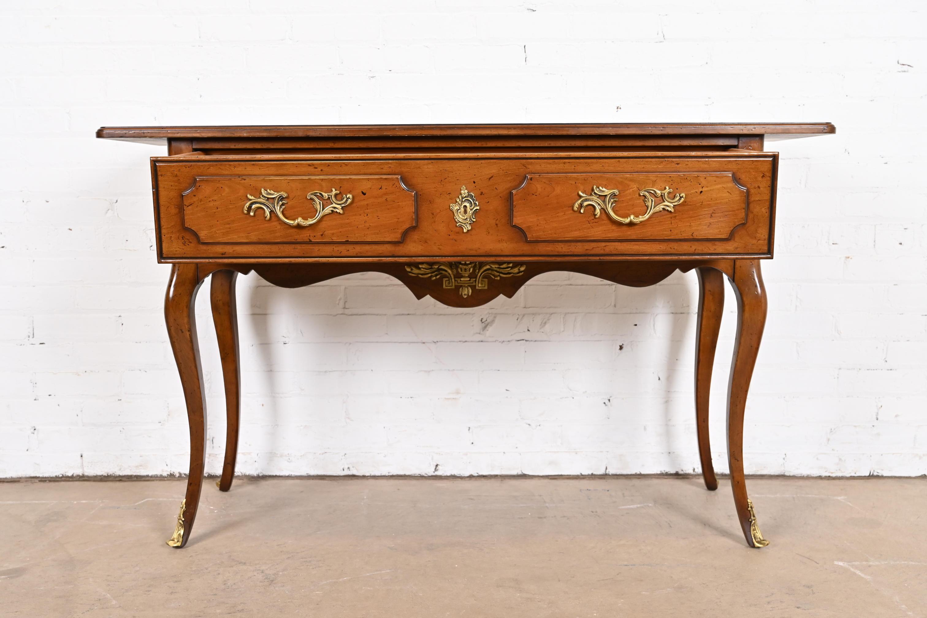 Brass Bodart French Provincial Louis XV Fruitwood Console Table With Mounted Ormolu For Sale