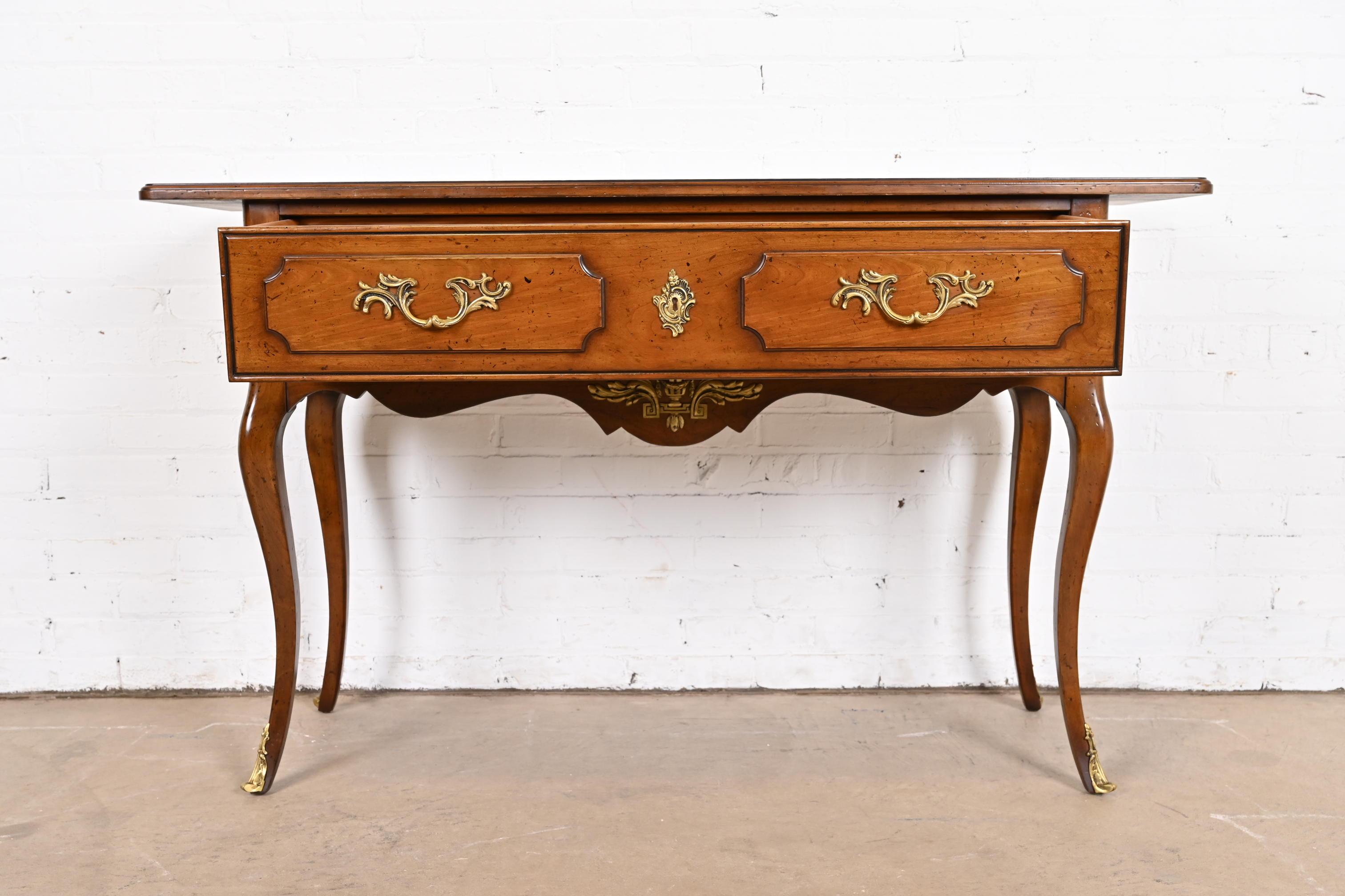 Brass Bodart French Provincial Louis XV Fruitwood Console Table With Mounted Ormolu For Sale