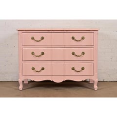 Bodart French Provincial Louis XV Pink Lacquered Dresser Chest, Newly Refinished