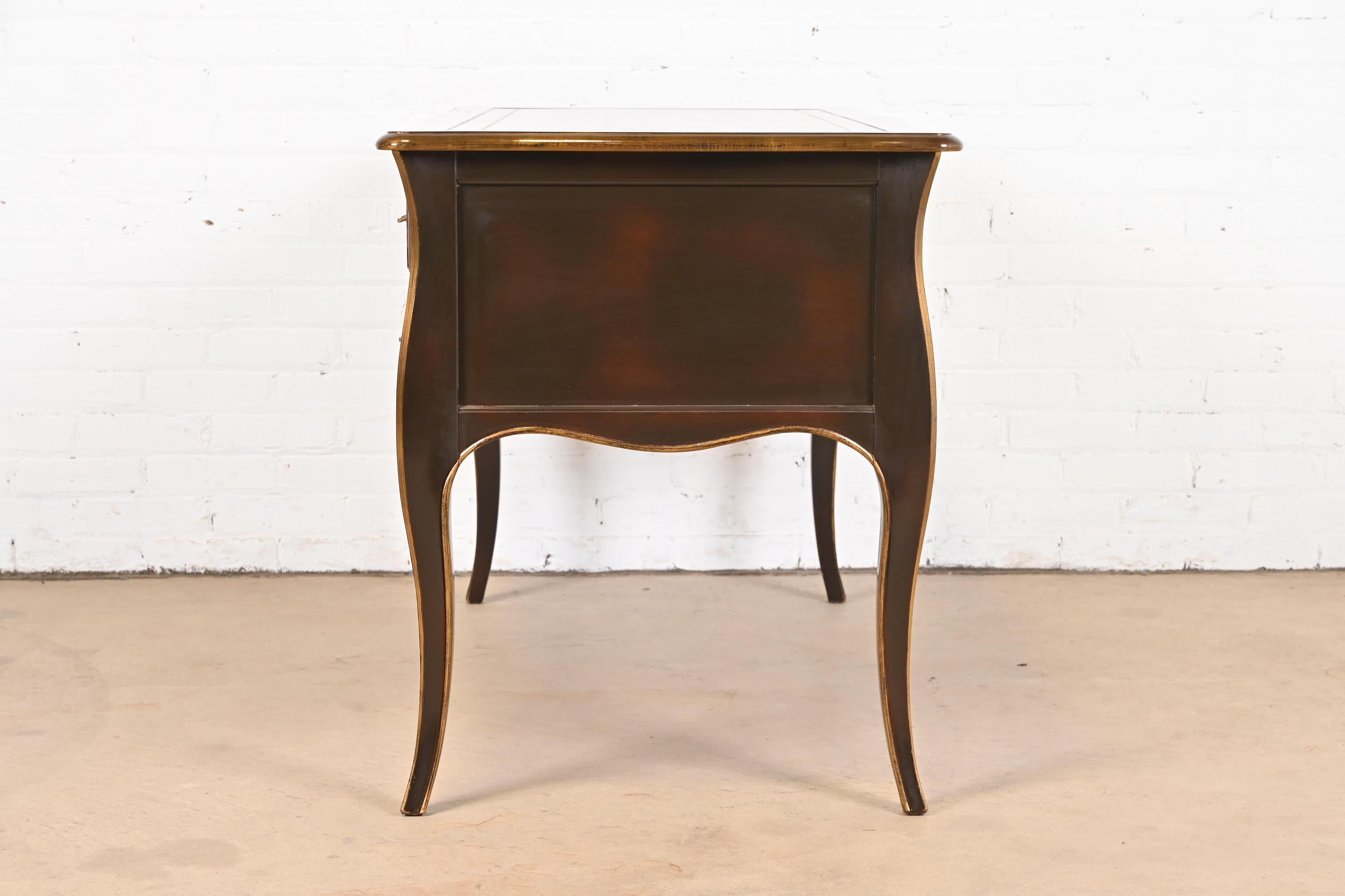 Bodart Louis XV Mahogany and Gold Gilt Leather Top Bureau Plat Desk, Circa 1960s 5