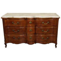 Nine Drawer French Louis XV Style Marble Top Dresser Buffet