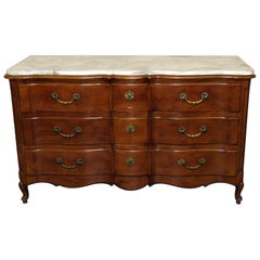 Nine Drawer French Louis XV Style Marble Top Dresser Buffet 