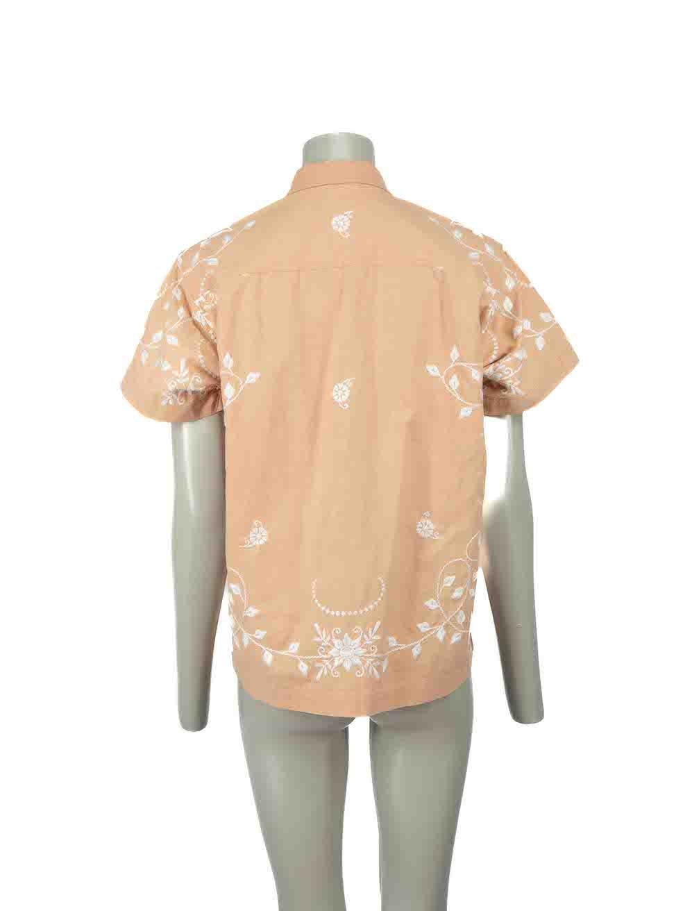 Bode Beige Floral Embroidered Shirt Size S In Excellent Condition For Sale In London, GB