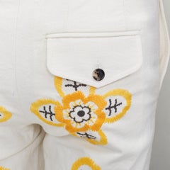 BODE Buttercup ecru yellow embroidery floral straight leg pants 25"
