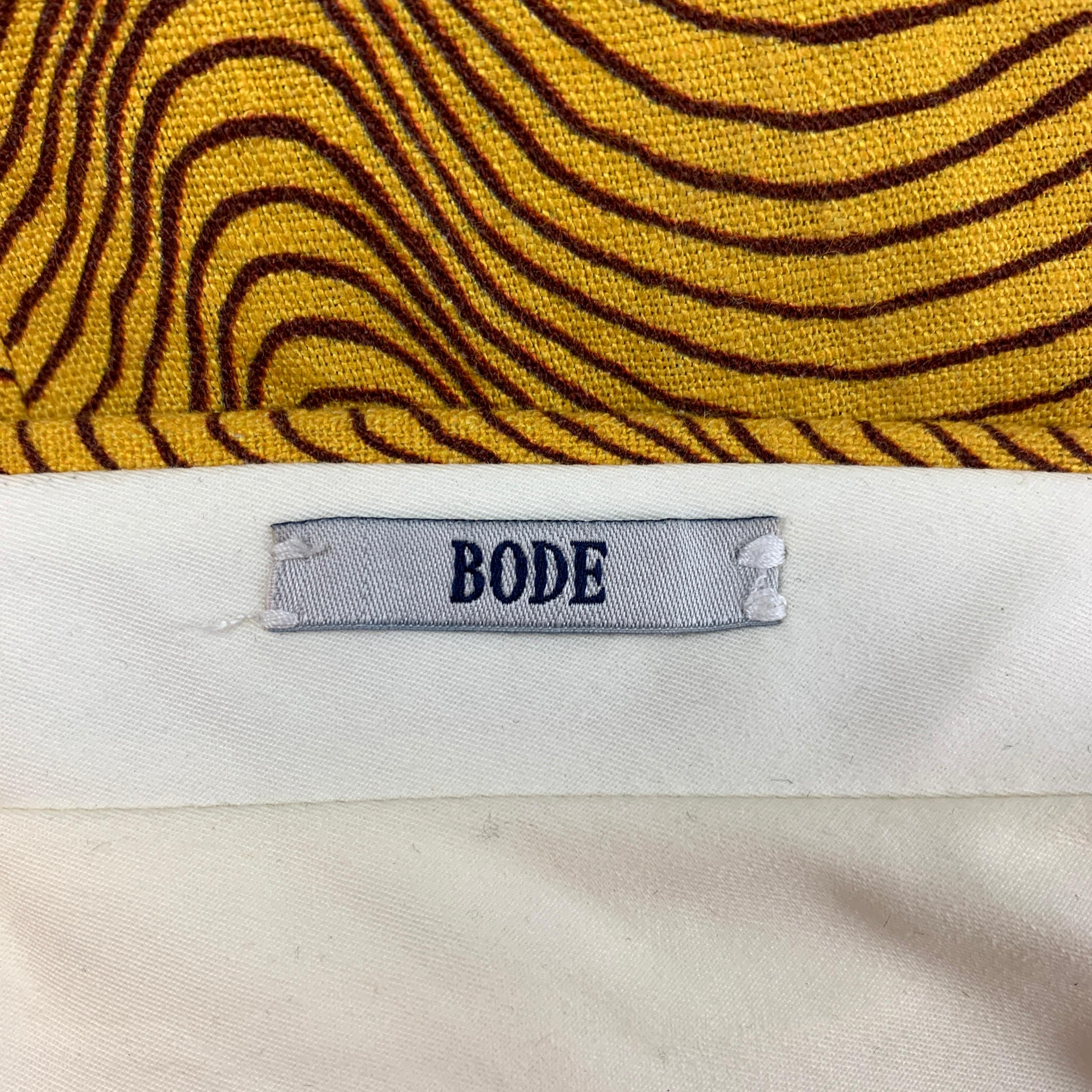 BODE Size 28 Yellow Brown Cotton Psychedelic Wave Trouser Pants In Good Condition In San Francisco, CA