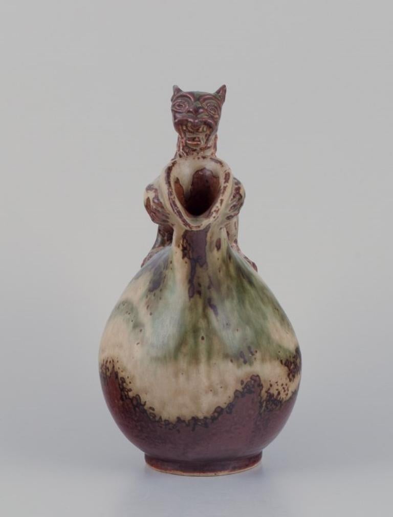 Danish Bode Willumsen for Royal Copenhagen. Ceramic pitcher in sung glaze. 1930s/40s For Sale