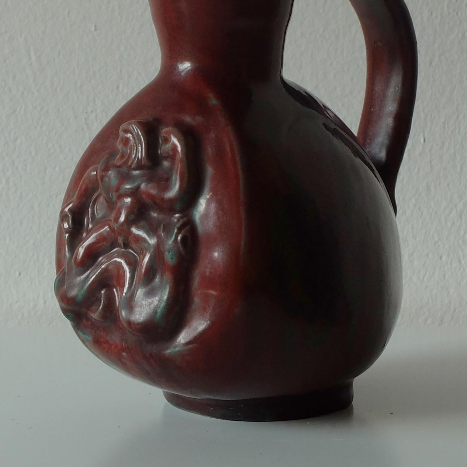 Bode Willumsen für Royal Copenhagen:: glasierter Keramikkrug:: 1940er Jahre im Angebot 2