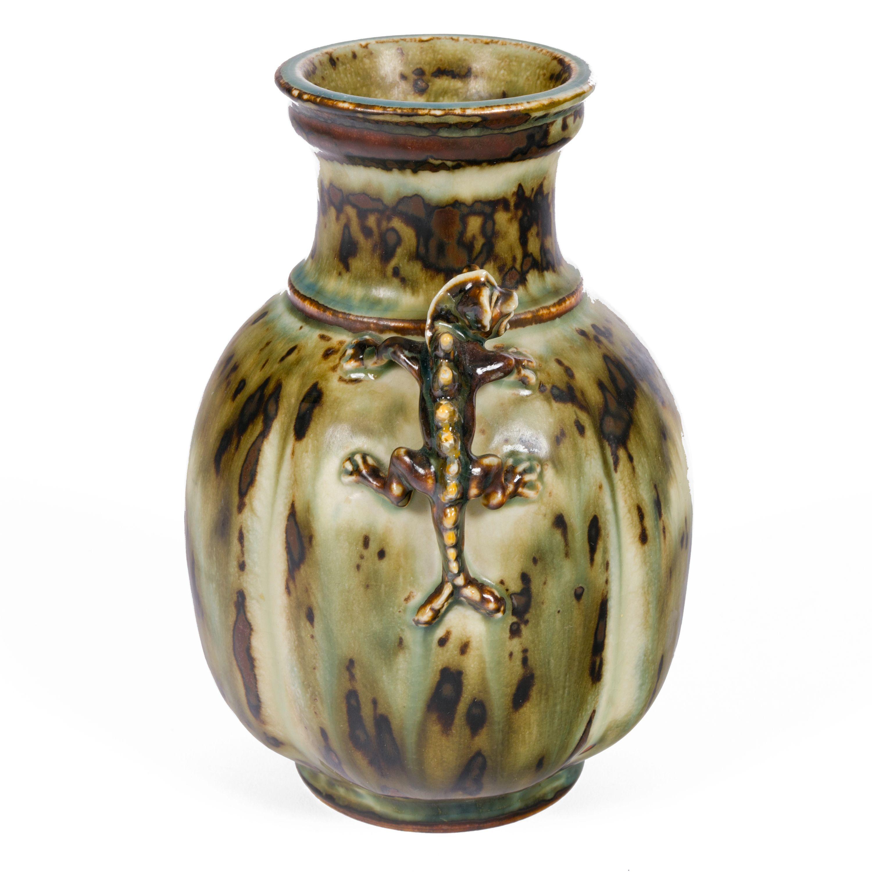 Danish Bode Willumsen for Royal Copenhagen Stoneware Vase with Gargoyles For Sale