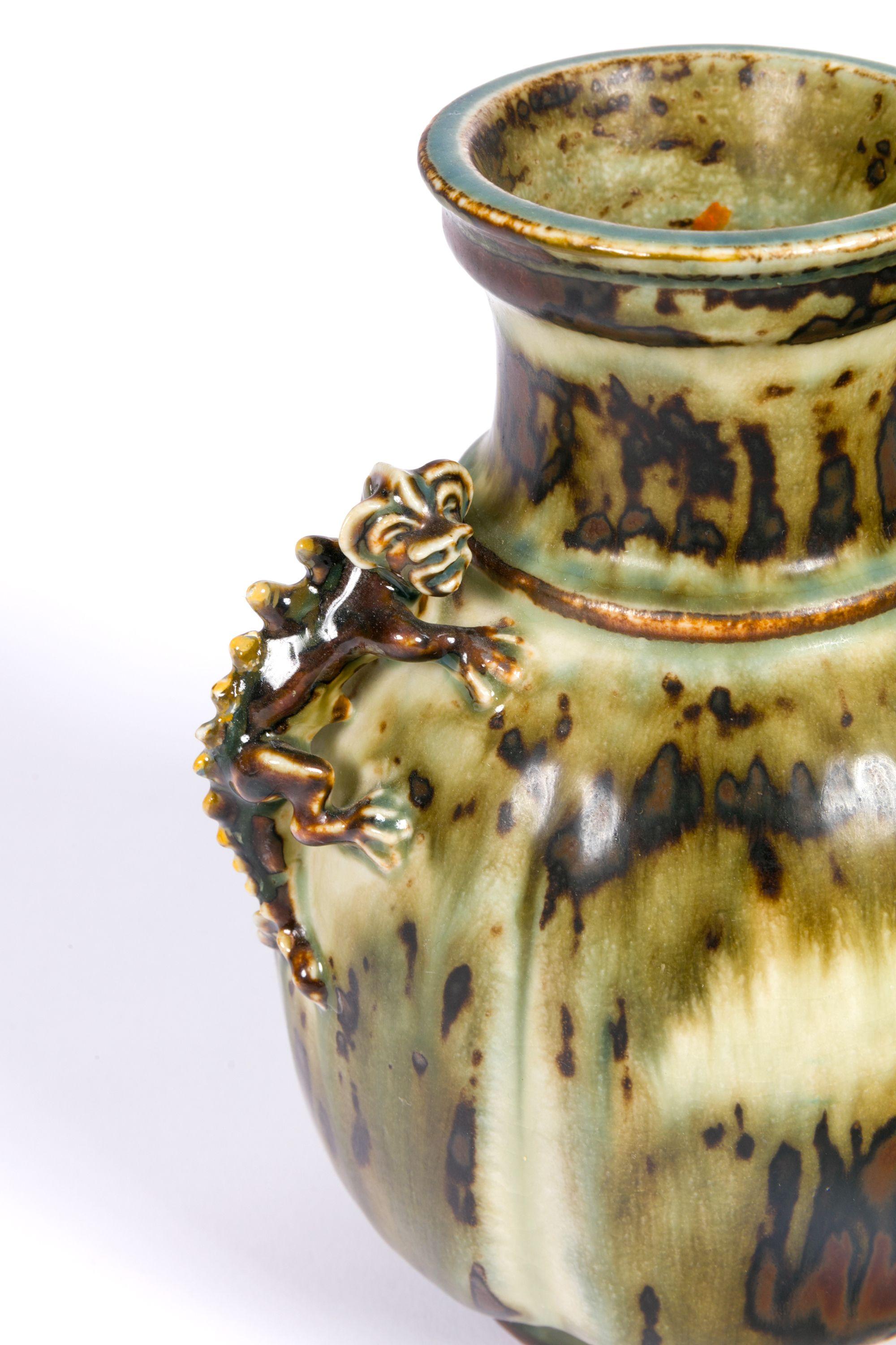 Mid-20th Century Bode Willumsen for Royal Copenhagen Stoneware Vase with Gargoyles For Sale