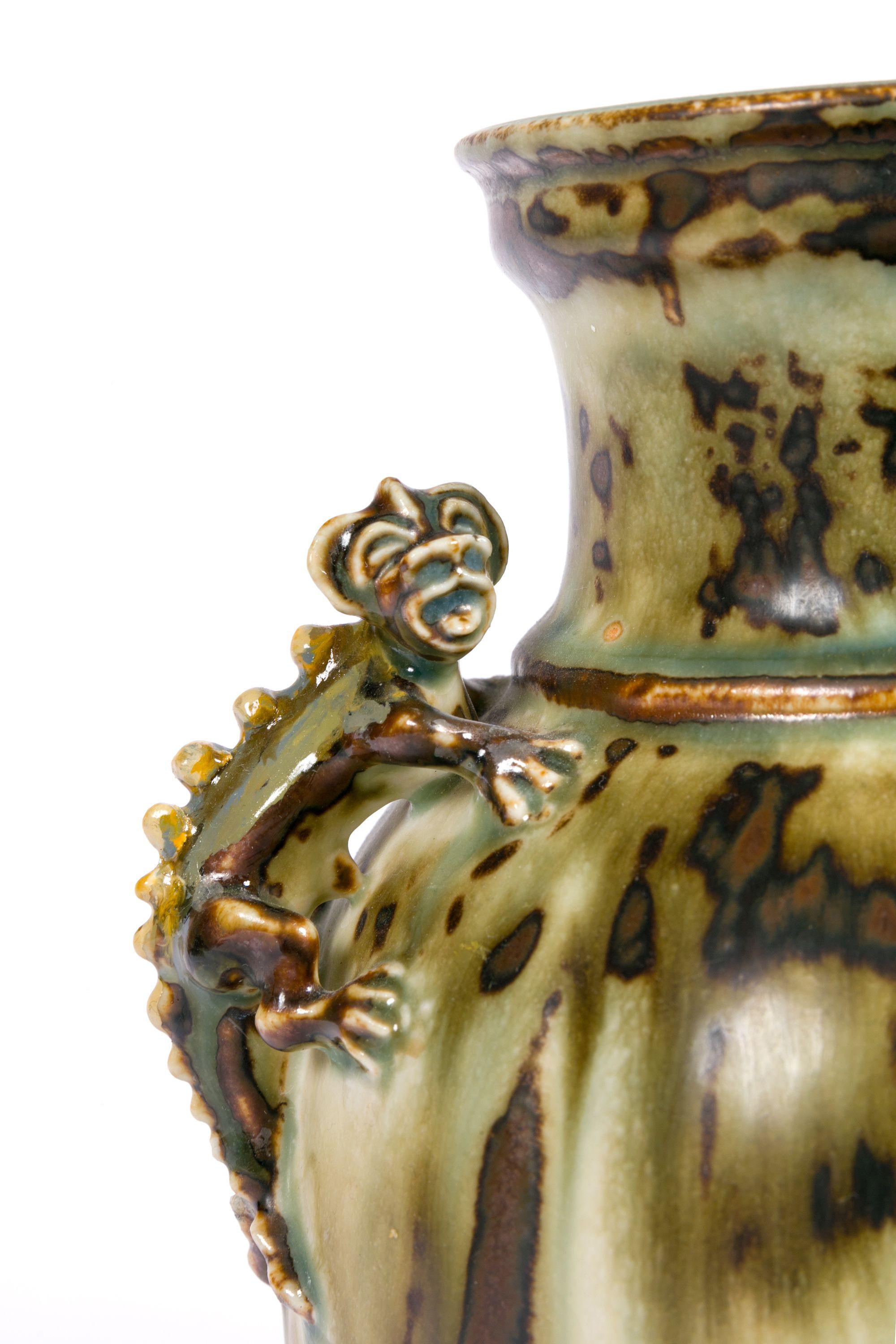 Ceramic Bode Willumsen for Royal Copenhagen Stoneware Vase with Gargoyles For Sale