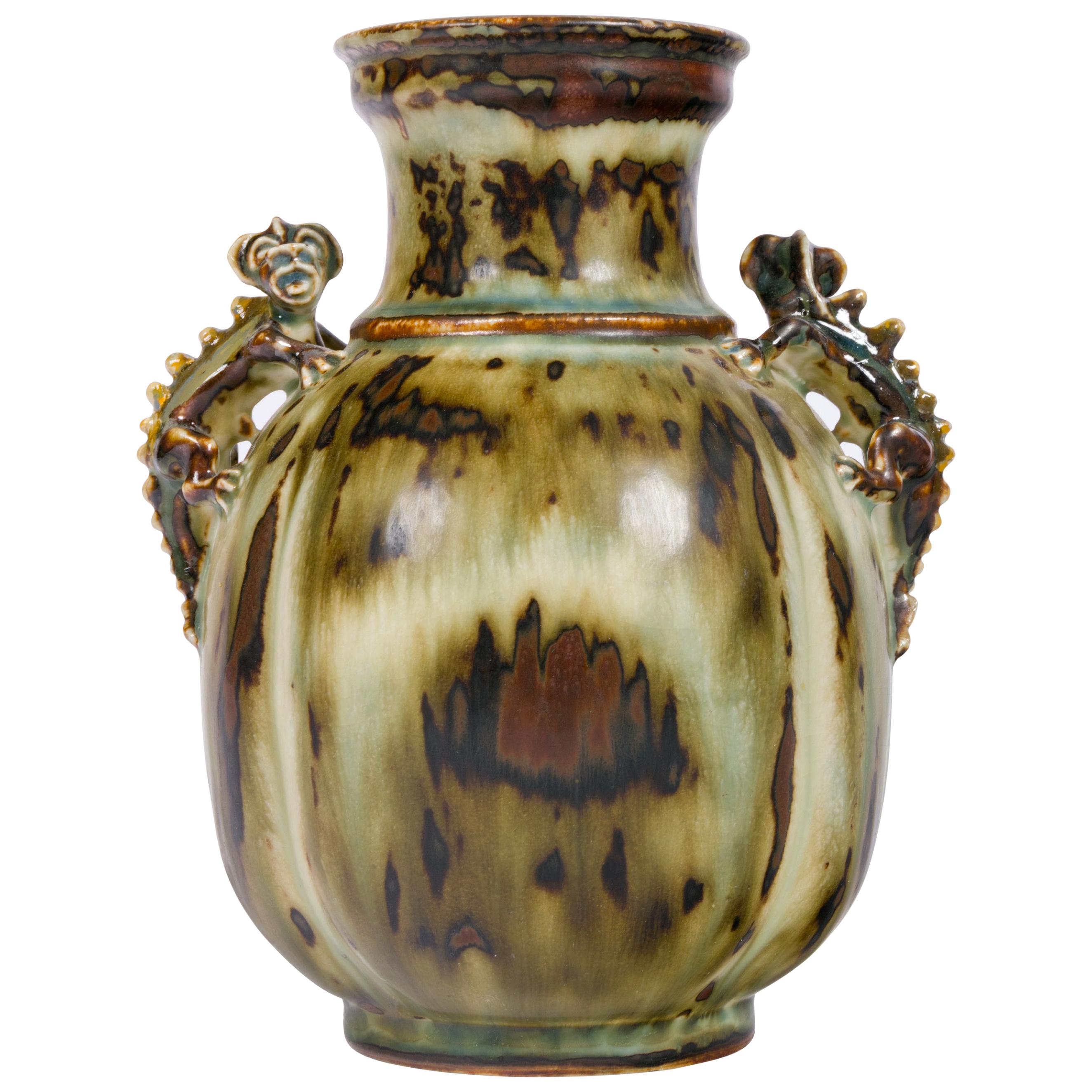 Bode Willumsen for Royal Copenhagen Stoneware Vase with Gargoyles For Sale