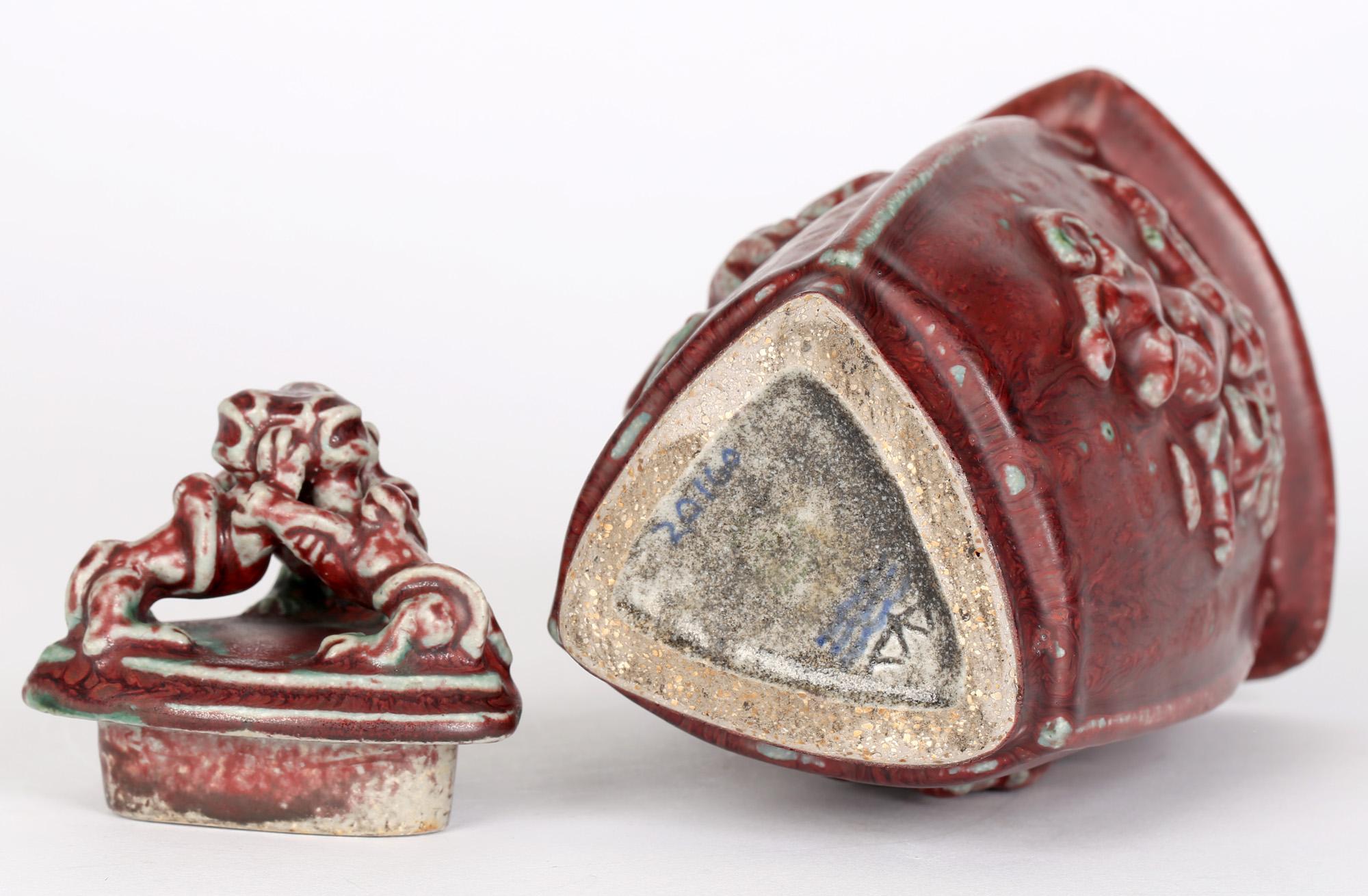 Bode Willumsen - Pot en poterie à couvercle avec figurine mythique et figurine royale de Copenhague en vente 3