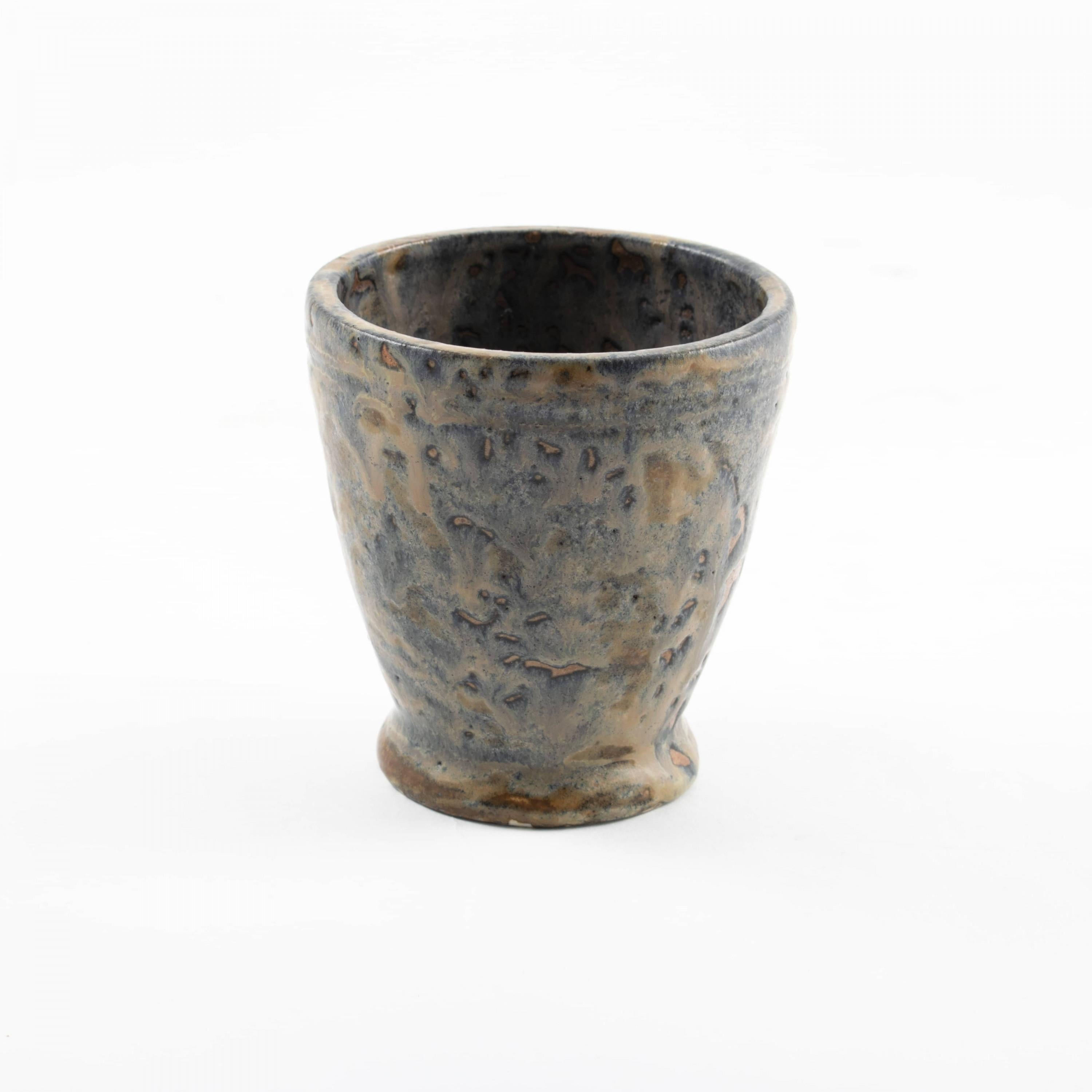 Bode Willumsen (Danish) 1895-1987.
Vase made in stoneware with textured glaze.

Signed with artist mark onto underside.
Made at Bode Willumsen's own workshop, 1930-1950.
 