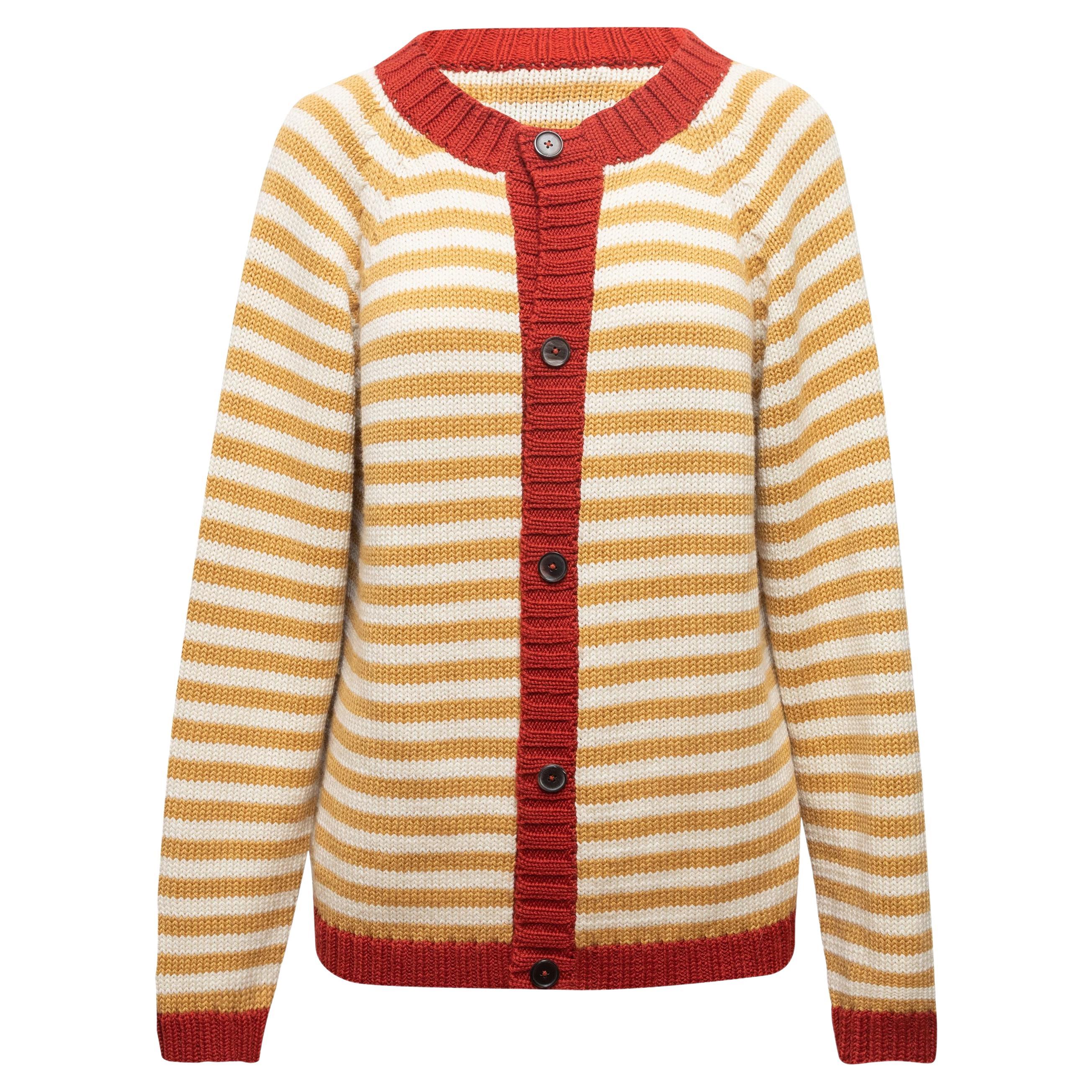 Bode Yellow and Multicolor Striped Knit Cardigan For Sale at 1stDibs |  striped knit cardigan with buttons