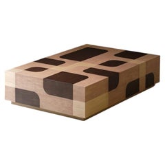 Bodega Square Coffee Table, in Warm Wood Marquetry Veneer Table by Joel Escalona