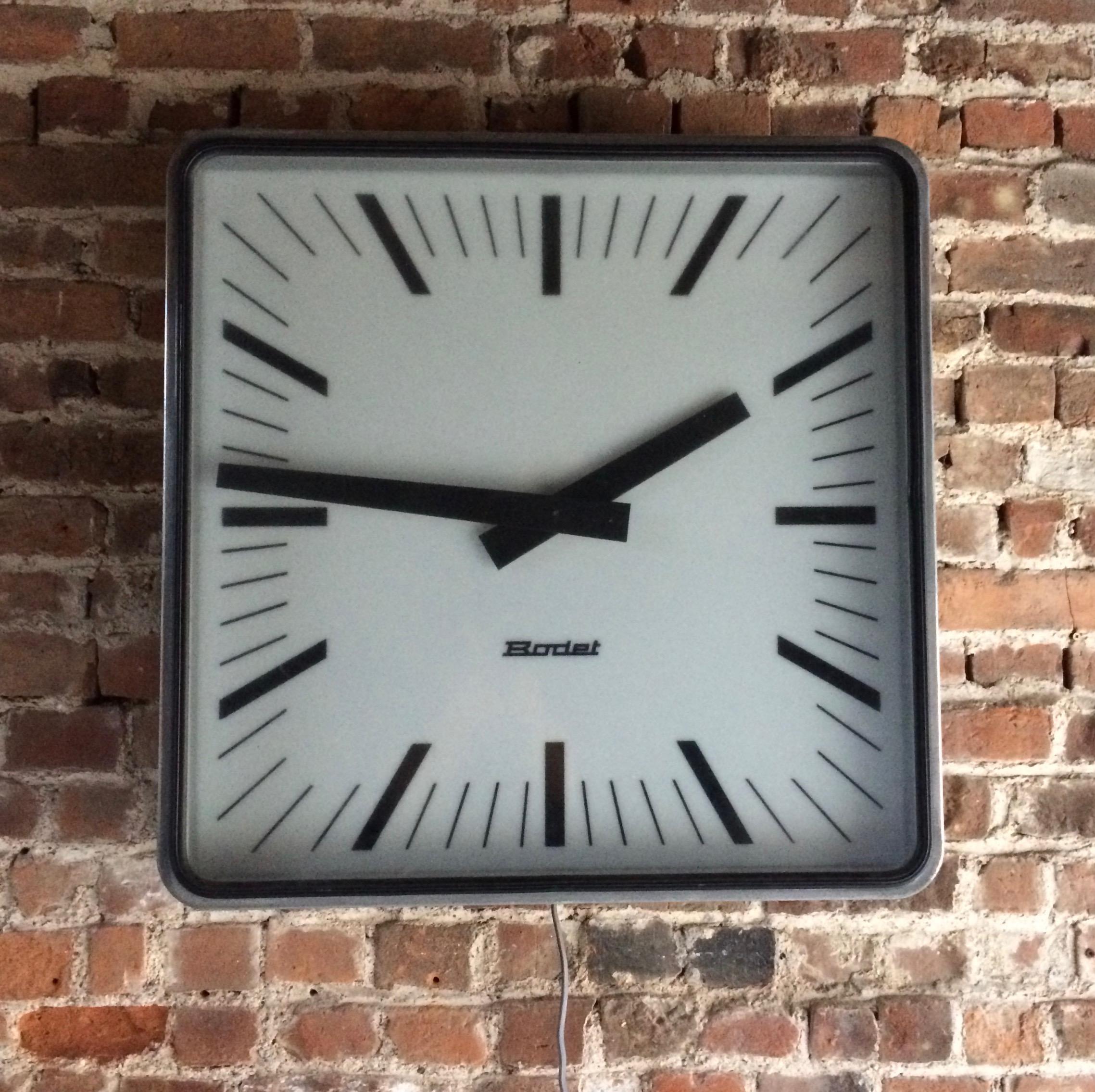 Bodet Station Clock Large Industrial Wall Clock Loft Style, French, 1960s 4