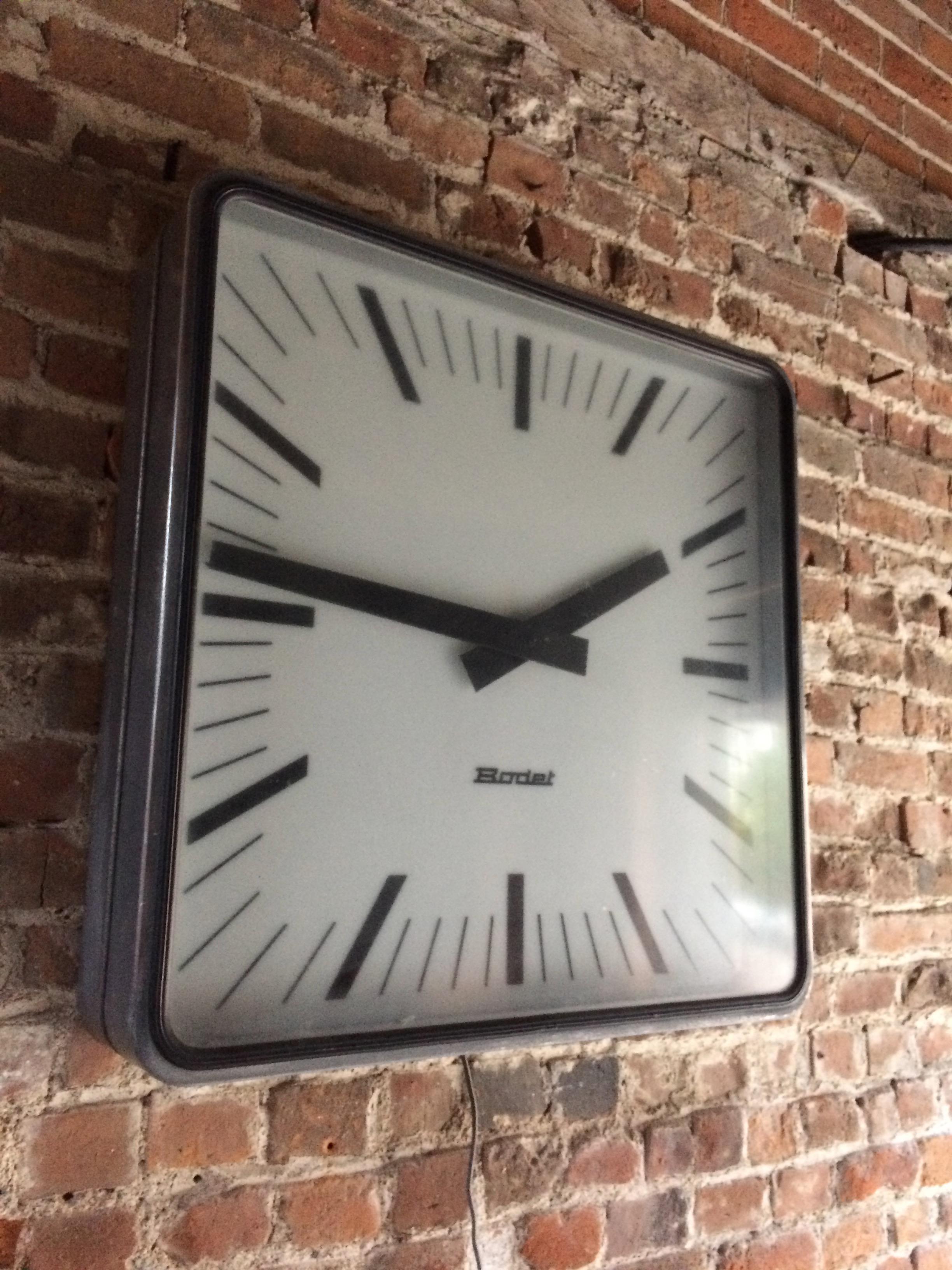 Bodet Station Clock Large Industrial Wall Clock Loft Style, French, 1960s 1