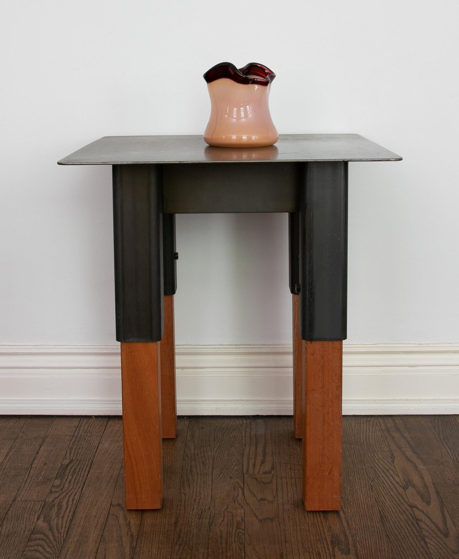 Patinated Bodhi Surfer Side Tables / End Tables Steel and Mahogany, Jordan Mozer, USA 2013 For Sale