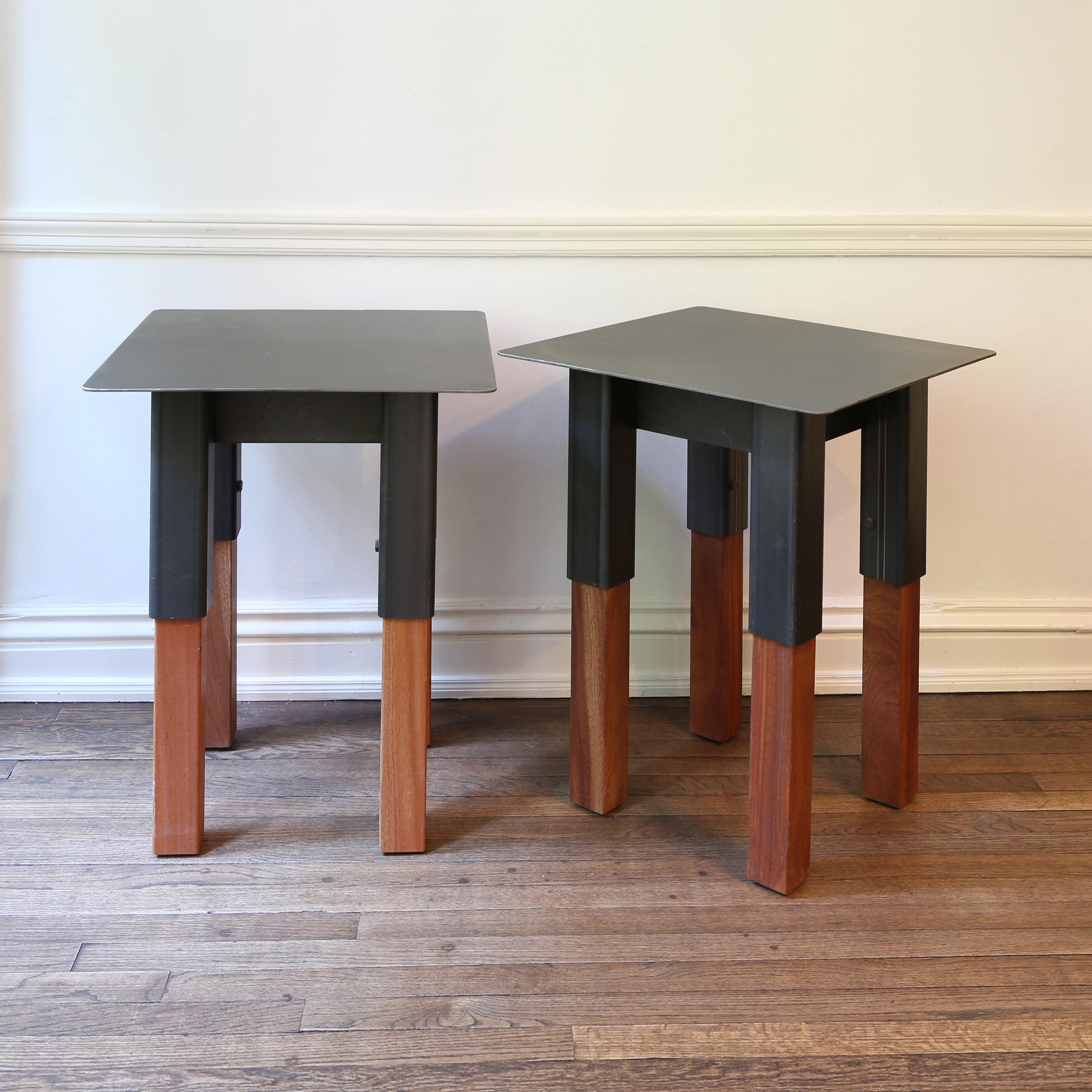 Bodhi Surfer Side Tables / End Tables Steel and Mahogany, Jordan Mozer, USA 2013 In Good Condition For Sale In Chicago, IL