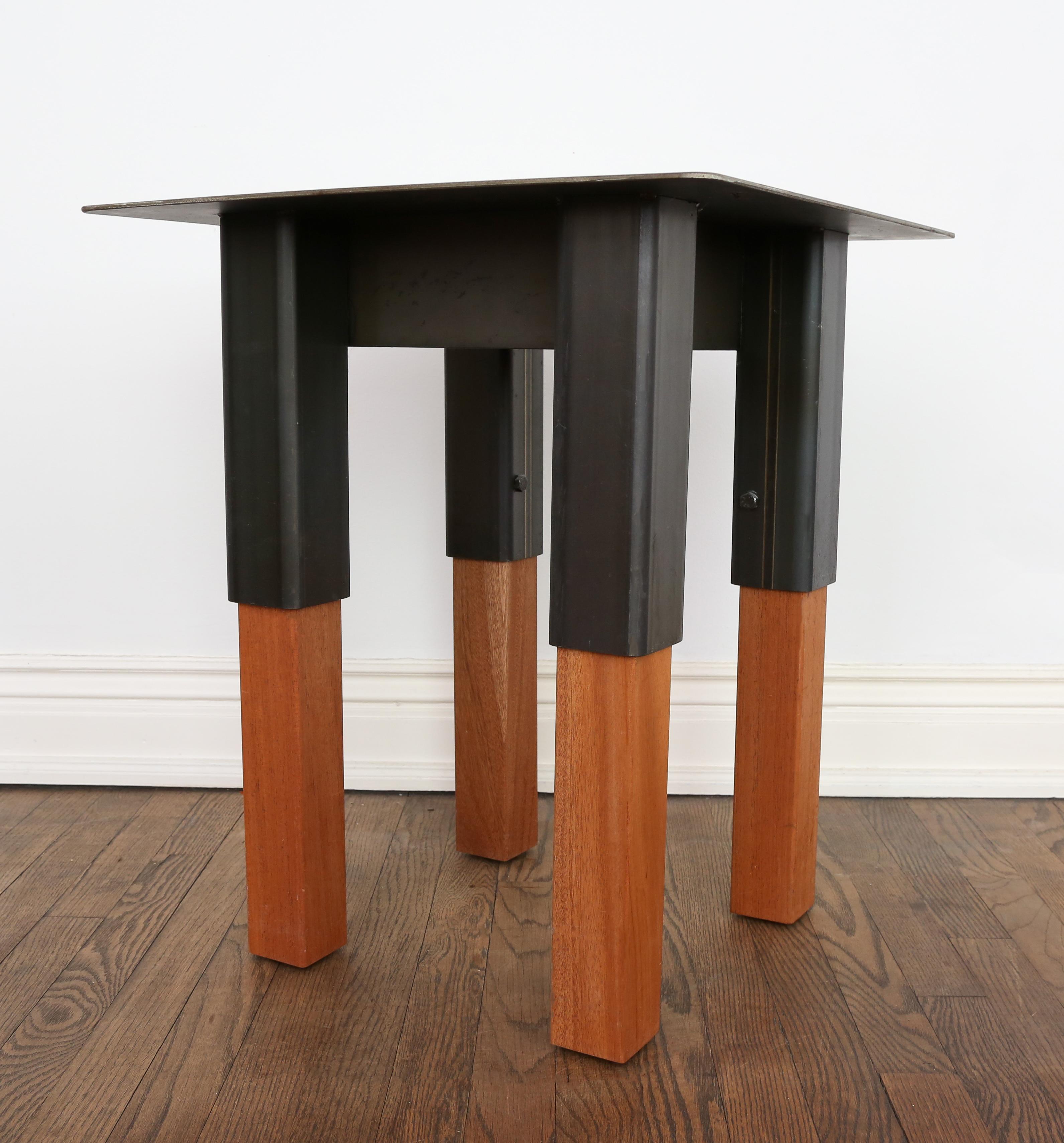 Contemporary Bodhi Surfer Side Tables / End Tables Steel and Mahogany, Jordan Mozer, USA 2013 For Sale