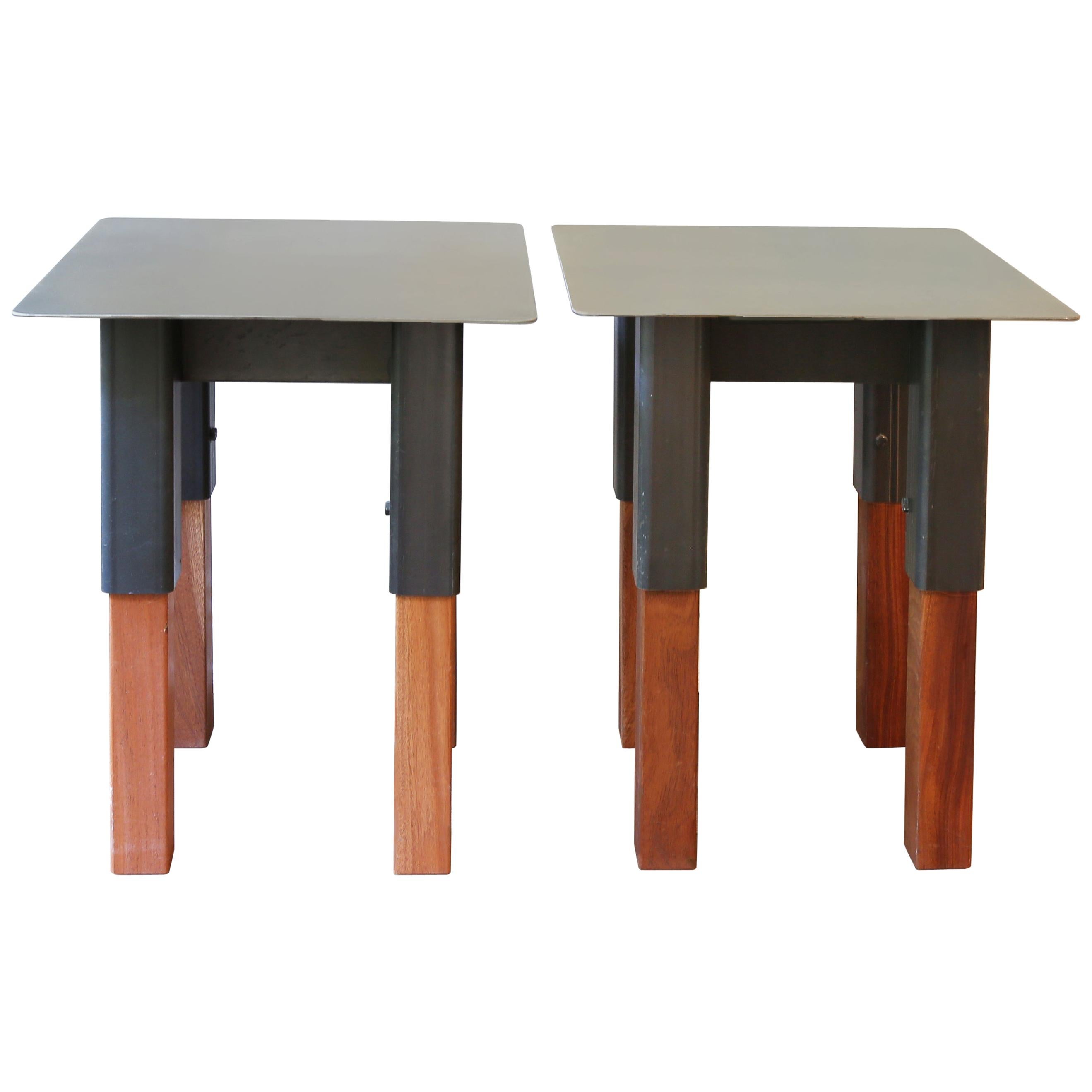 Bodhi Surfer Side Tables / End Tables Steel and Mahogany, Jordan Mozer, USA 2013 For Sale